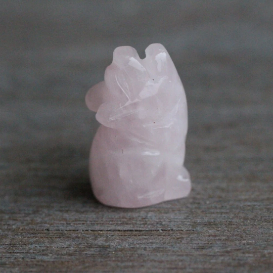 rose quartz wolf 1 inch crystal figurines for retail shops