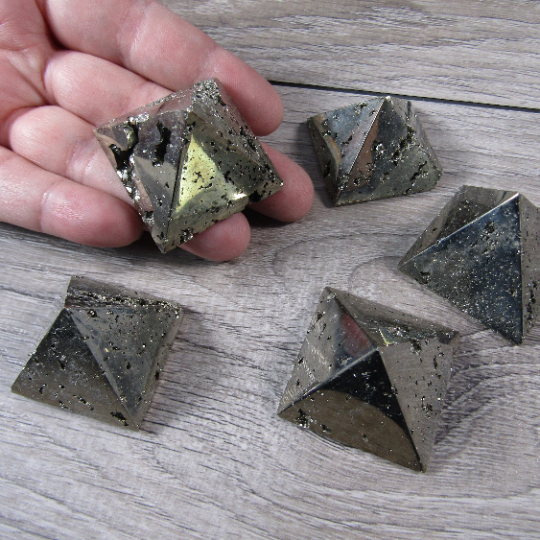Pyrite crystal pyramid gift store display piece