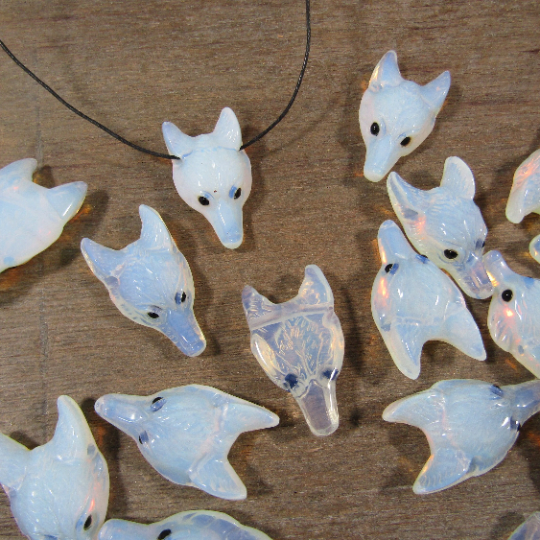 Opalite, white fox head.