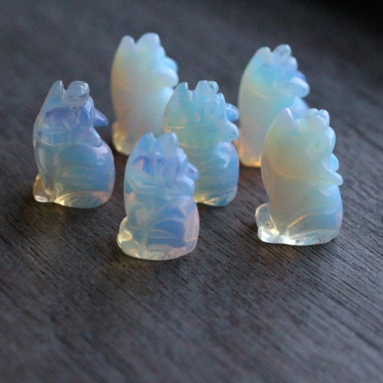 opalite wolf mini carved gemstone figures metaphysical supplies