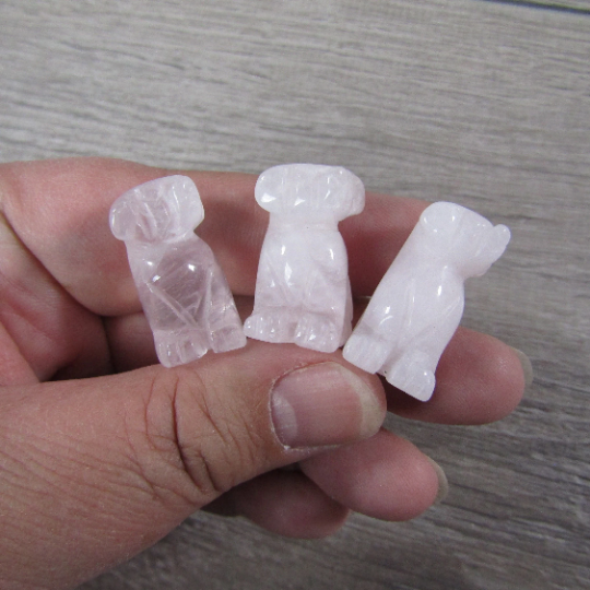 rose quartz small dog shaped stone - wholesale