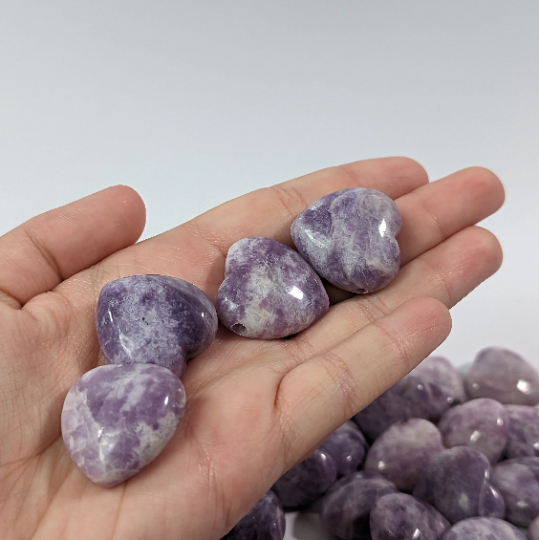 lepidolite wholesale gemstone heart bead supplier