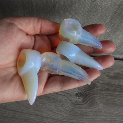 opalite gemstone skull carving