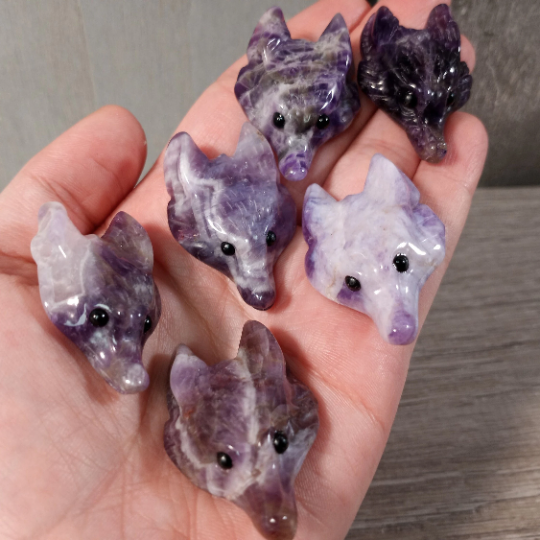 Hand-carved fox head gemstone pendant for wholesale