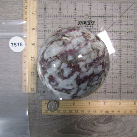 Wholesale crystal sphere with pink tourmaline inclusions