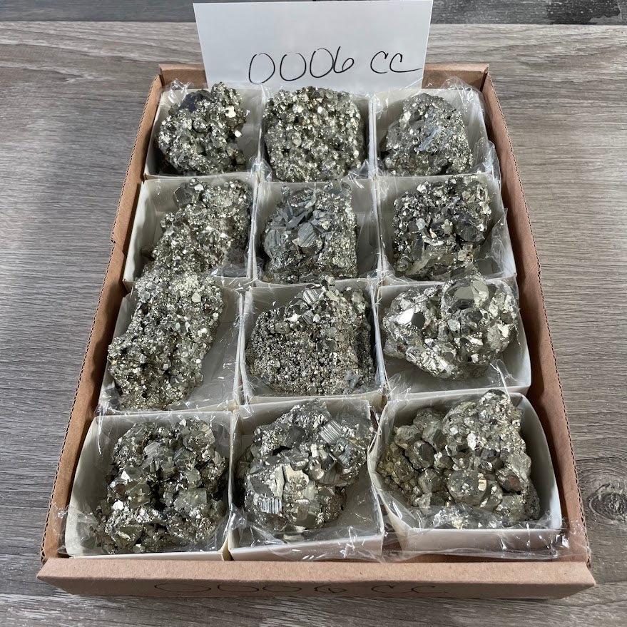 Raw natural pyrite mineral specimens for crystal shops and resale
