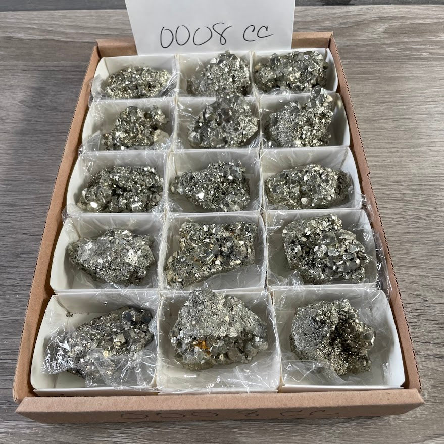Gold pyrite crystal clusters bulk wholesale mineral specimens