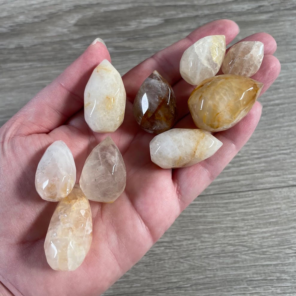 Wholesale mini gemstone carvings faceted crystal flames hematoid quartz stones