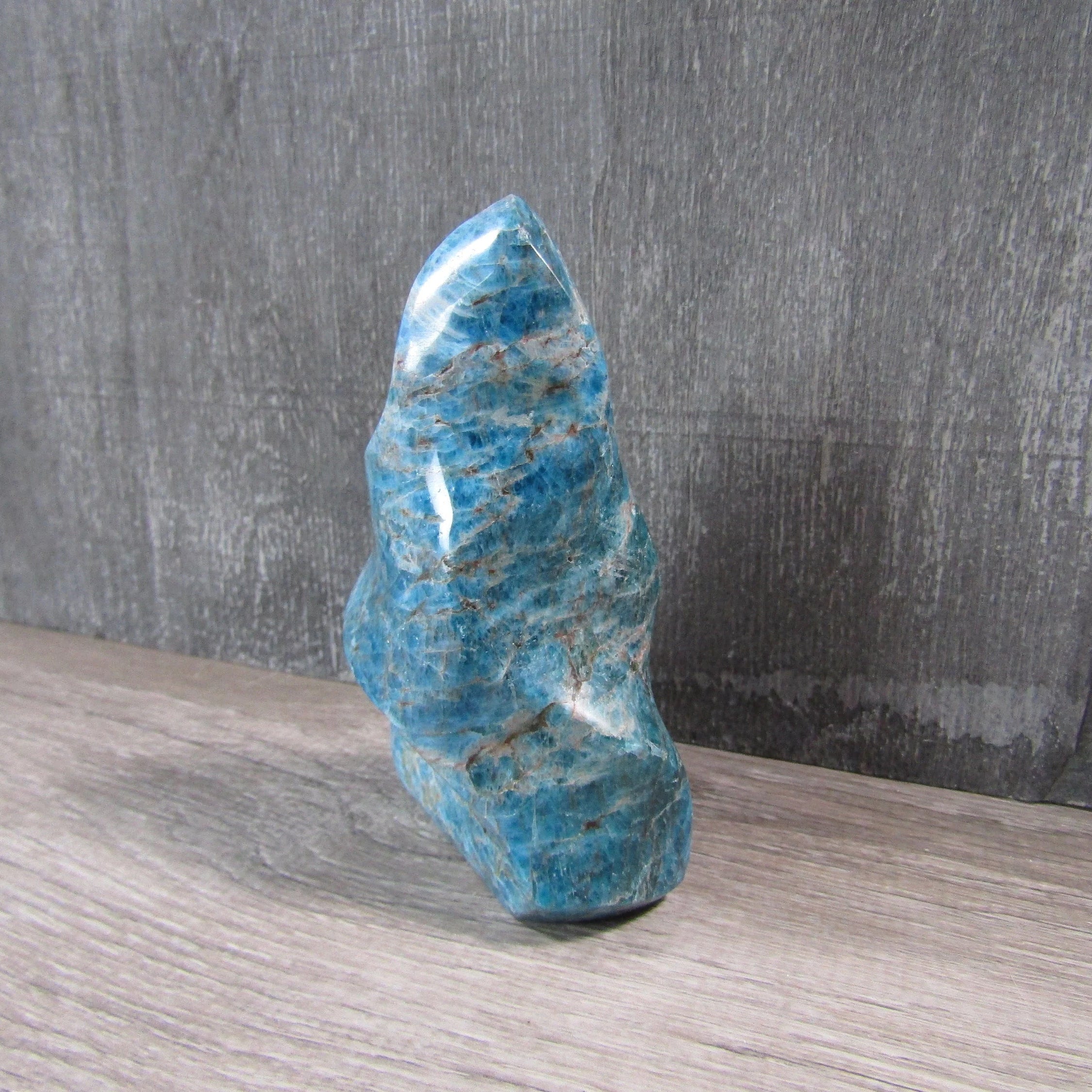 apatite hand-carved crystal flame for display