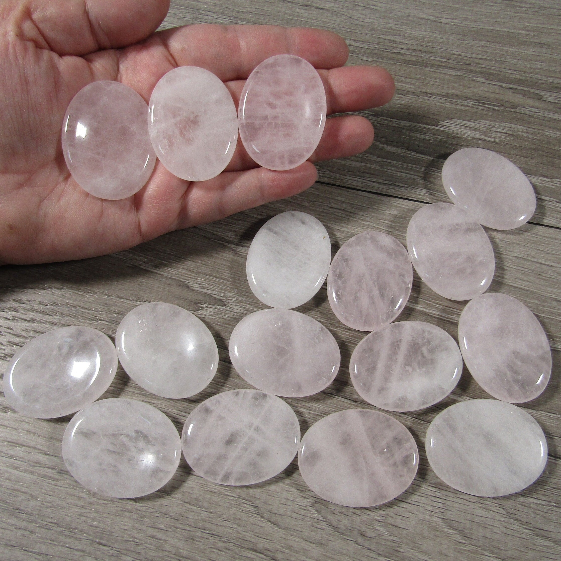 Rose quartz crystal worry stones bulk