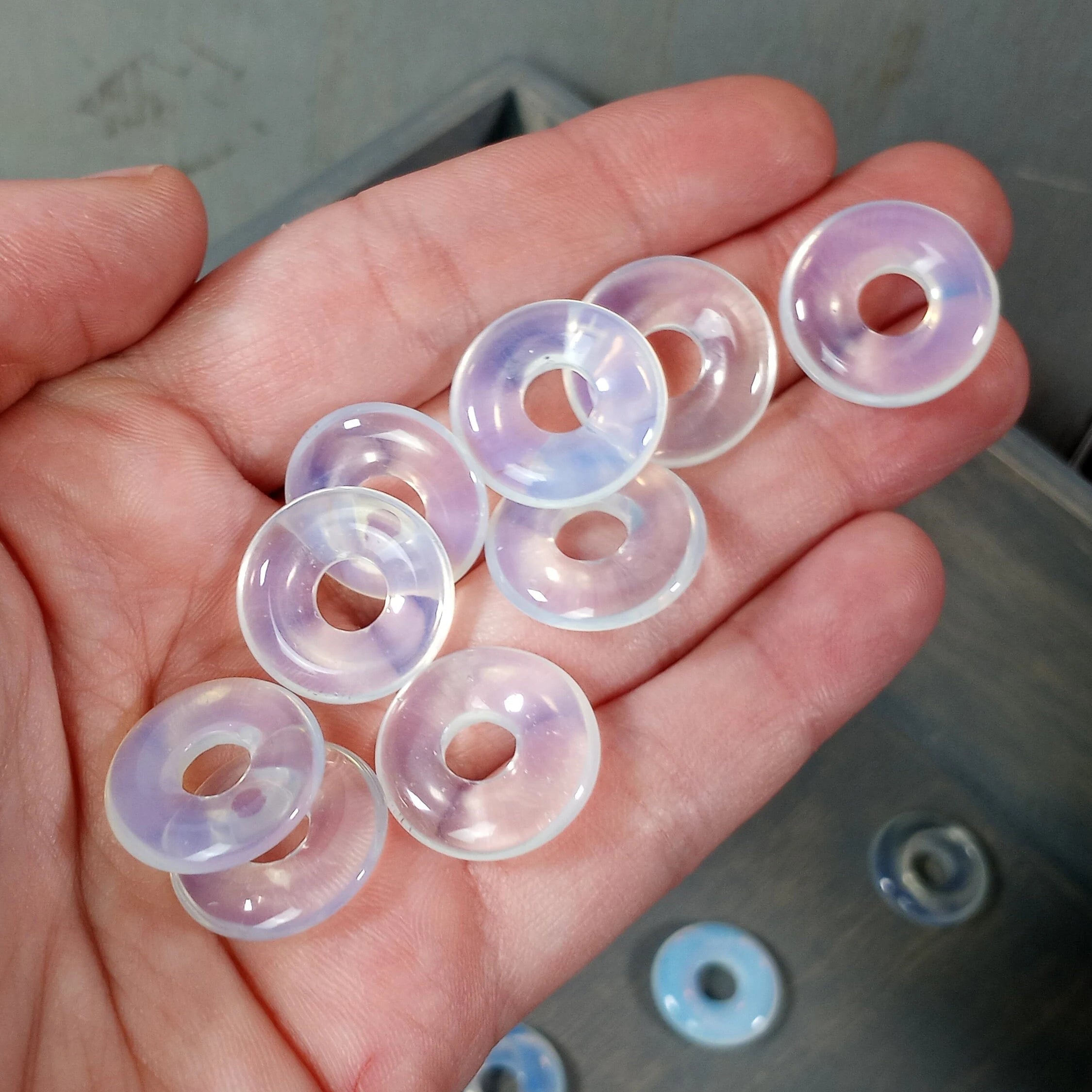 opalite gemstone donut pendants 17mm to 20mm