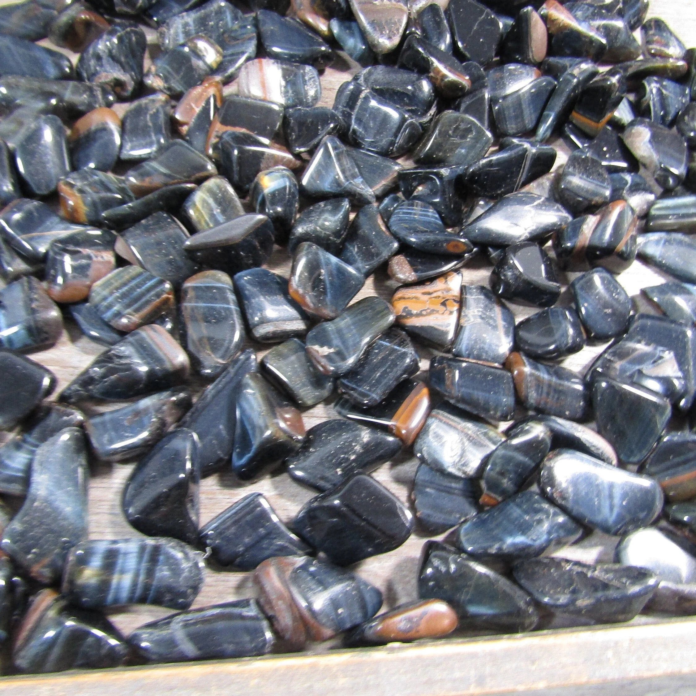 Polished Blue Tiger Eye stones by the pound for resale