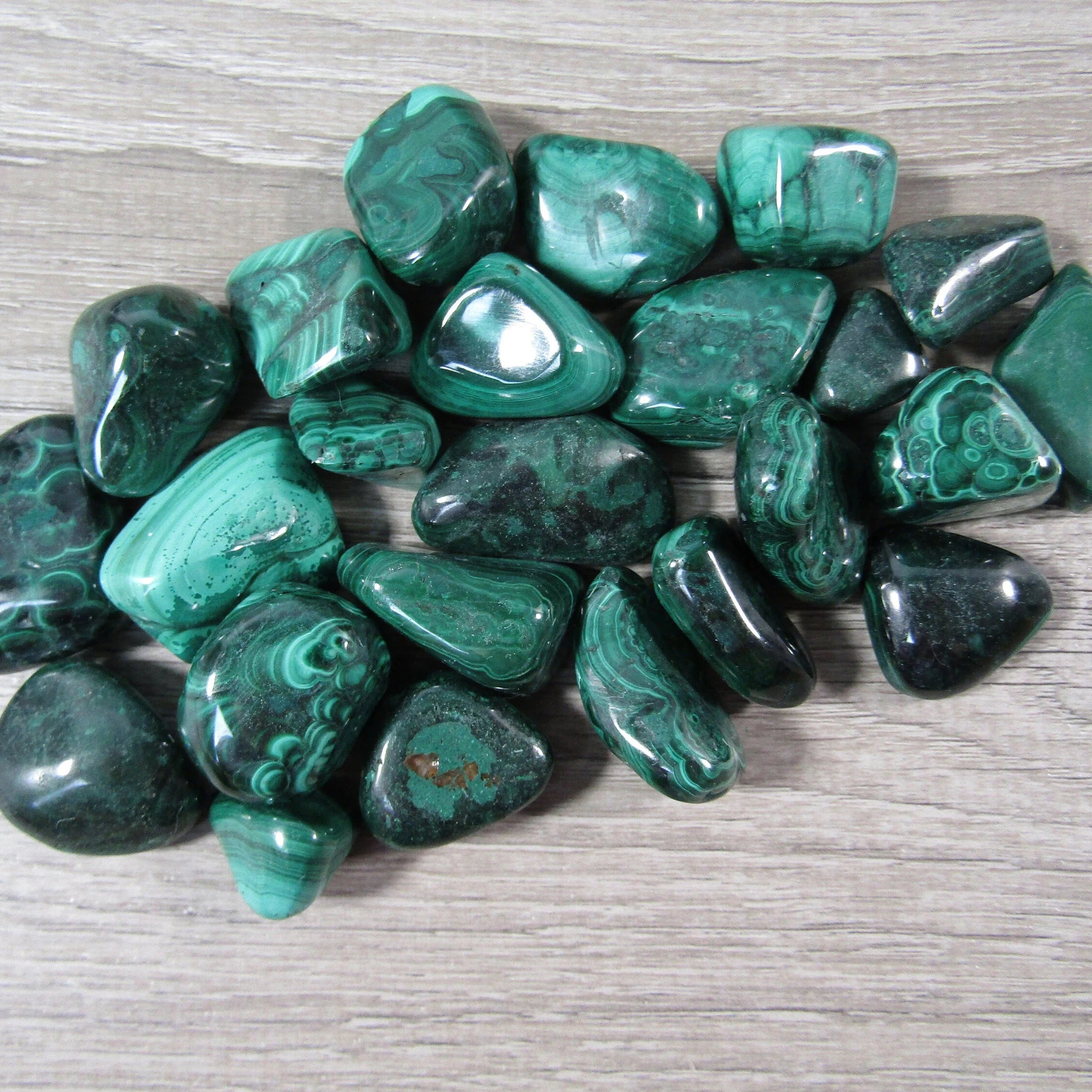 1 pound lot of Malachite tumbled stones wholesale