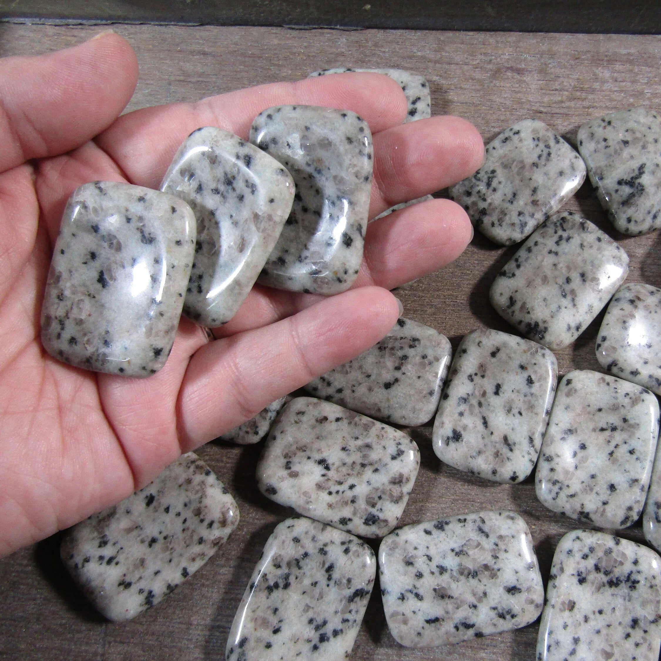Sesame Kiwi Jasper bulk thumb stones