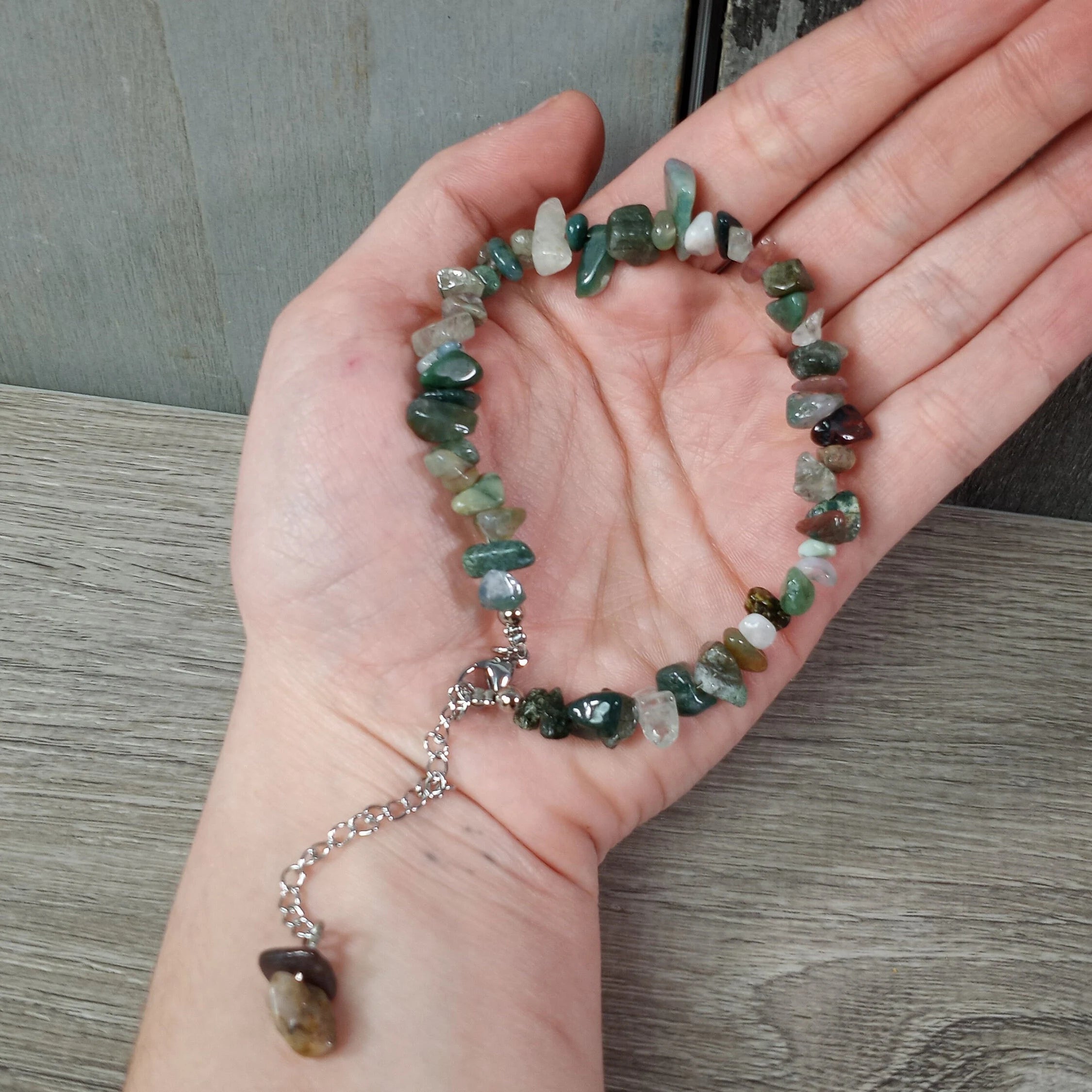 moss agate adjustable length crystal jewelry