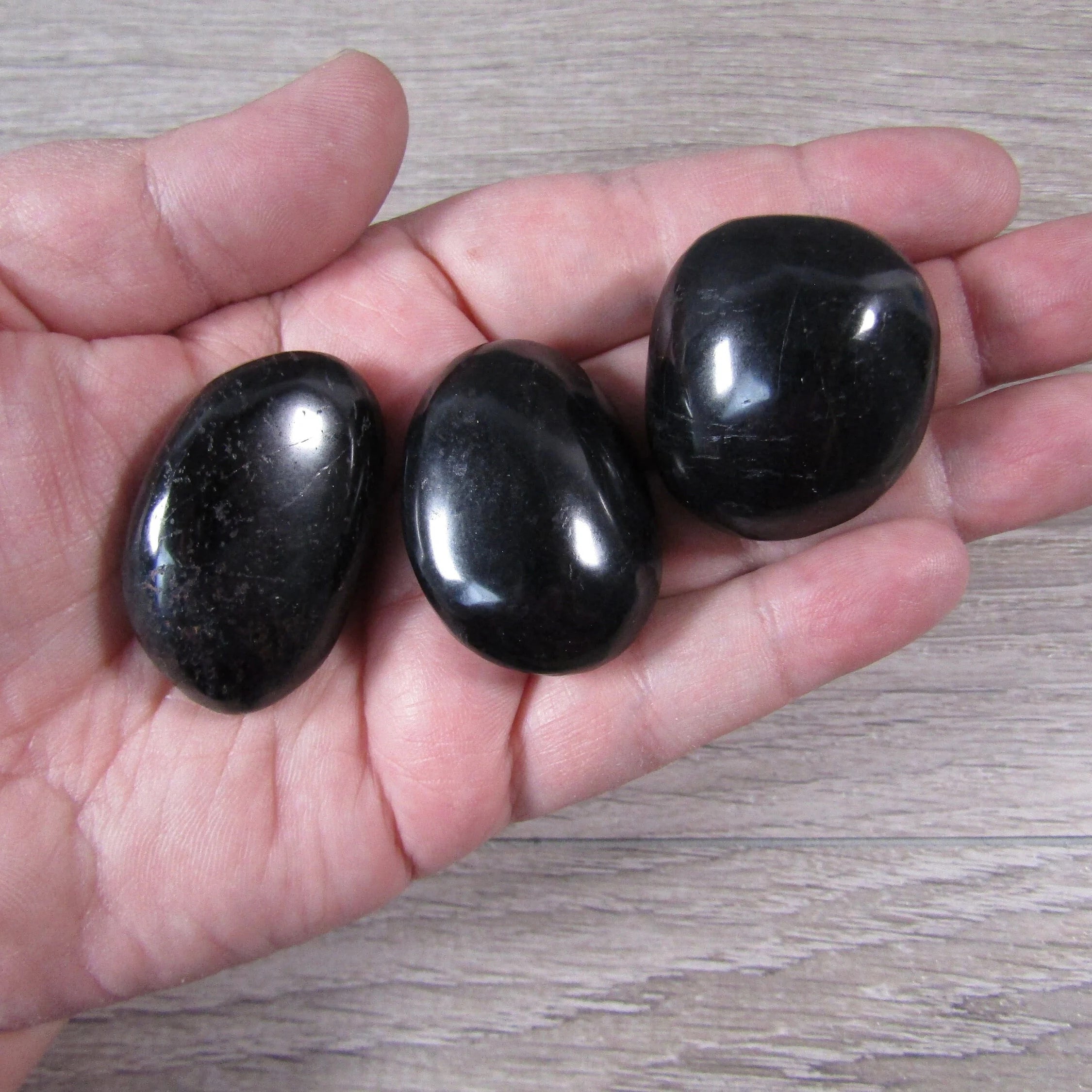Black Tourmaline Polished Gemstone Palm Stones for Shops