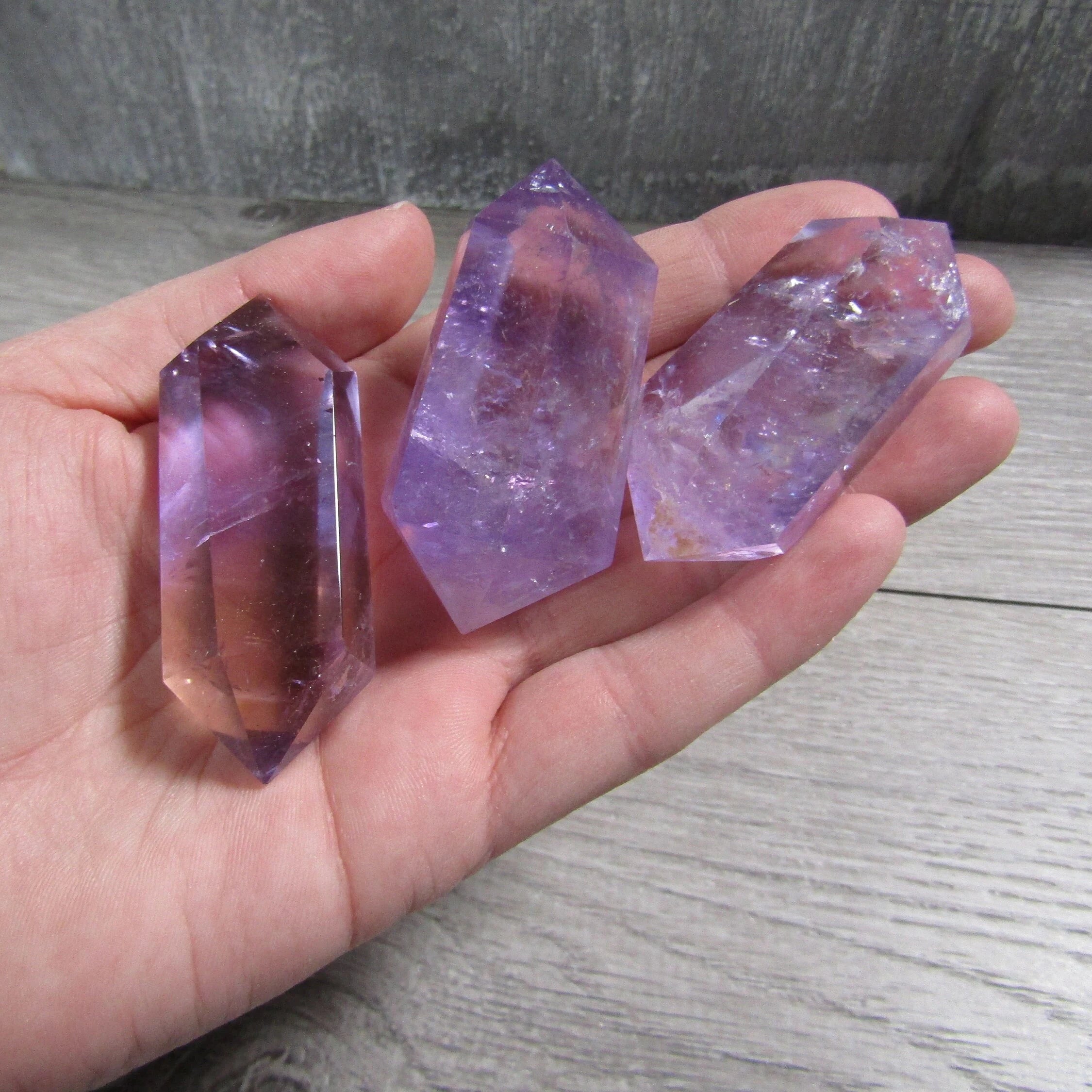 Ametrine double terminated faceted wand in a Vogel style cut