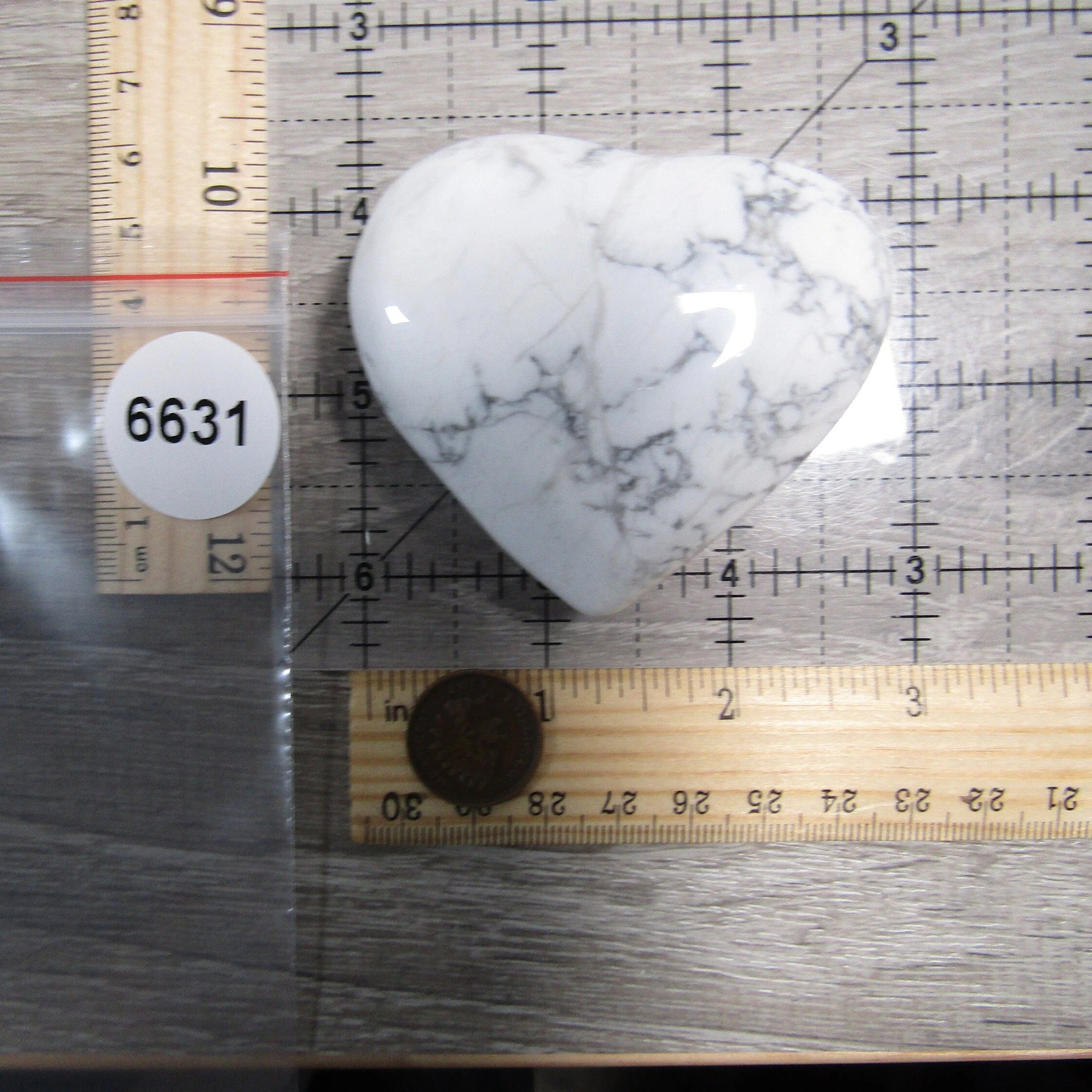 Large polished Howlite heart crystal display piece