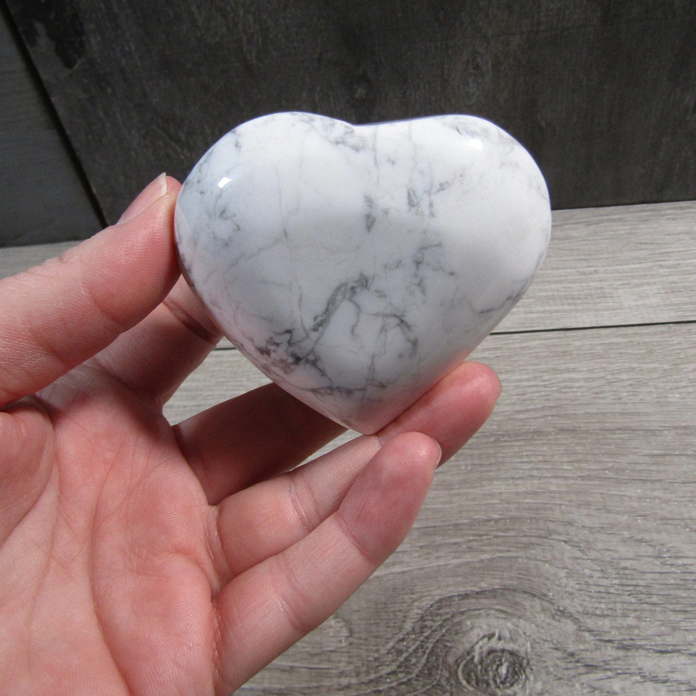 Howlite Heart Crystal Large Display Size – for Gift Shops