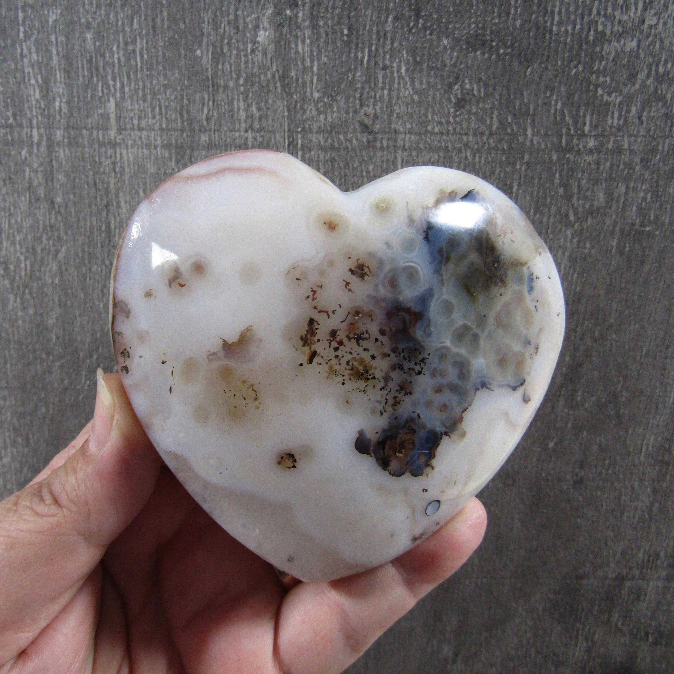 Large Dendritic Agate Opal Heart for Display – Wholesale