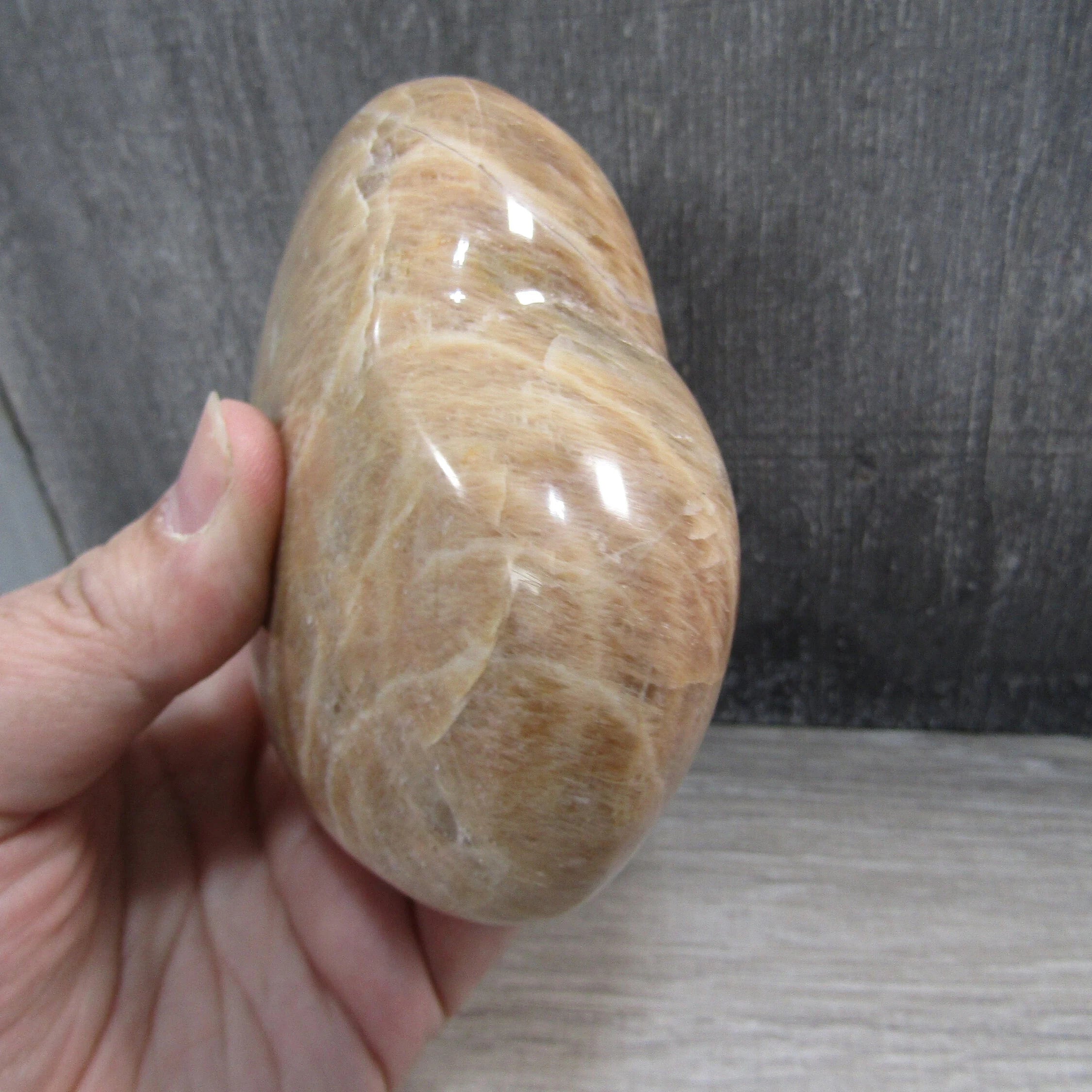 Peach Moonstone Heart Display for Gift Shops