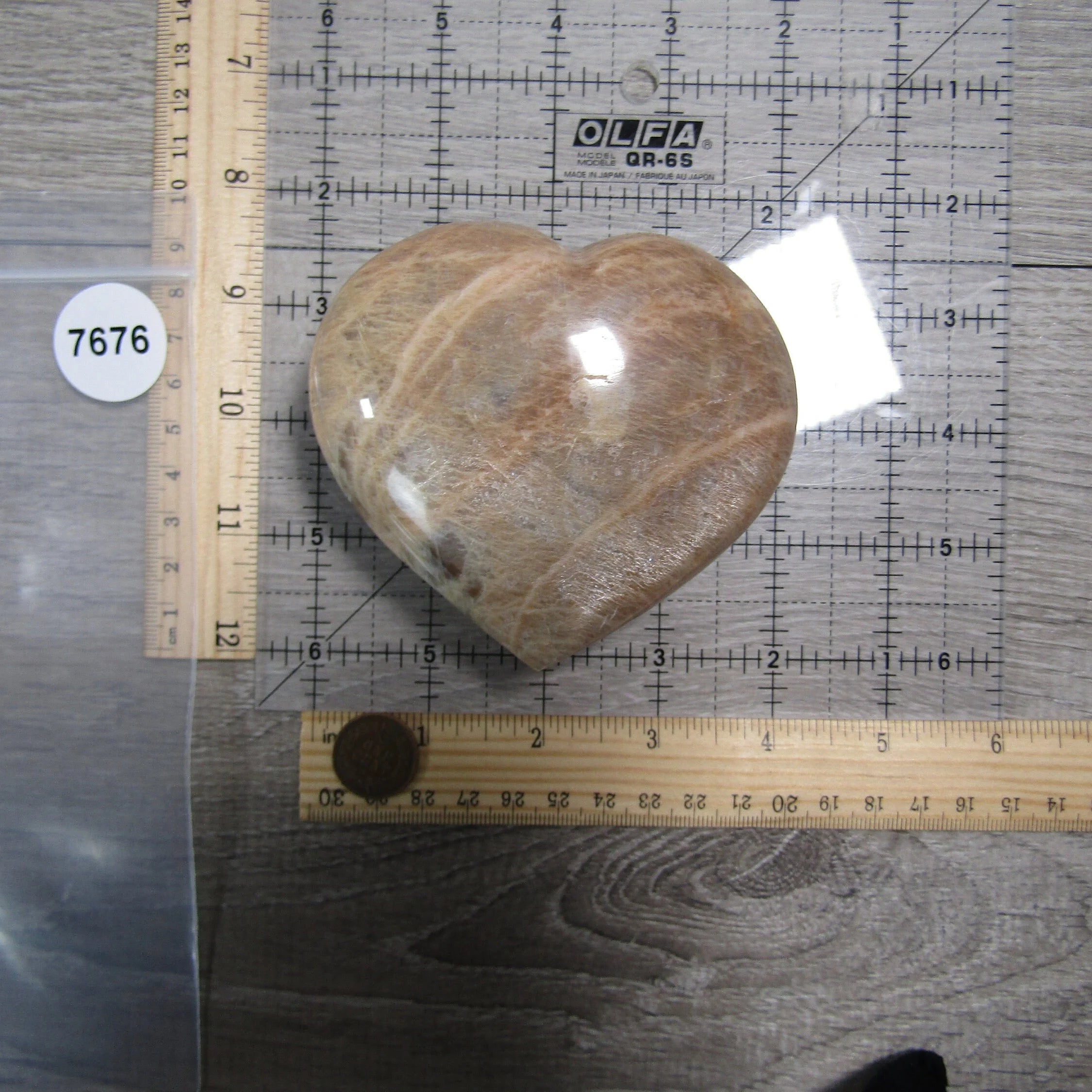 peach moonstone heart for metaphysical shops