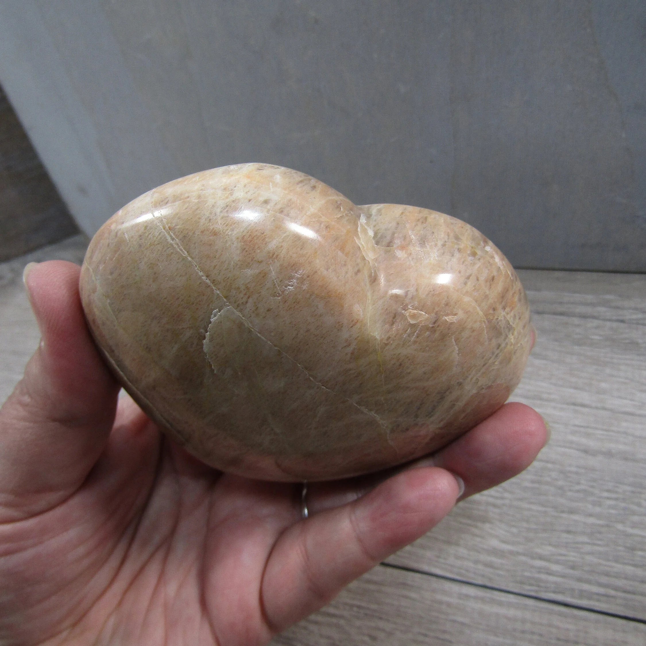 Peach Moonstone Heart Display Crystal for Retail – Wholesale