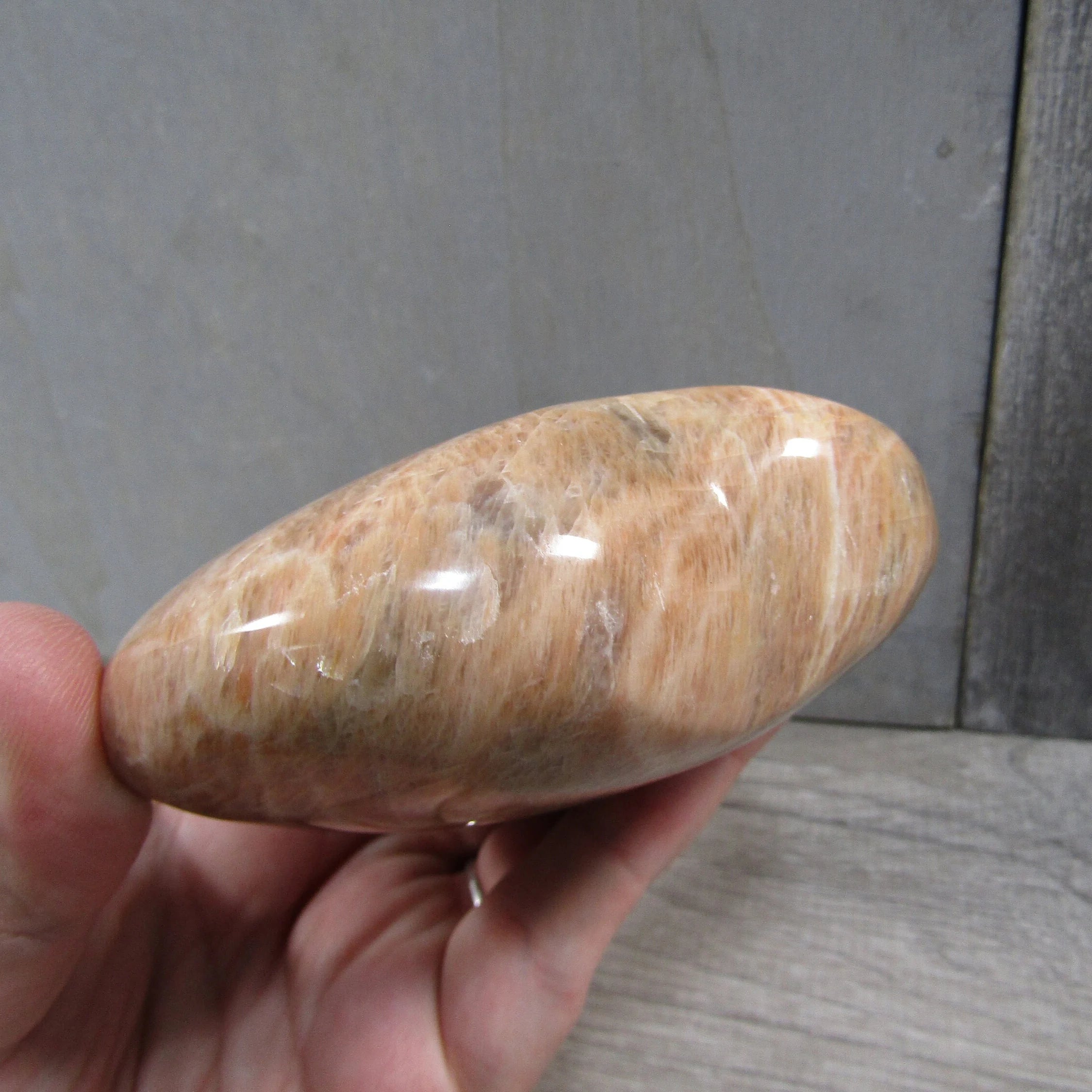 Peach Moonstone Heart Display Crystal for Retail – Wholesale