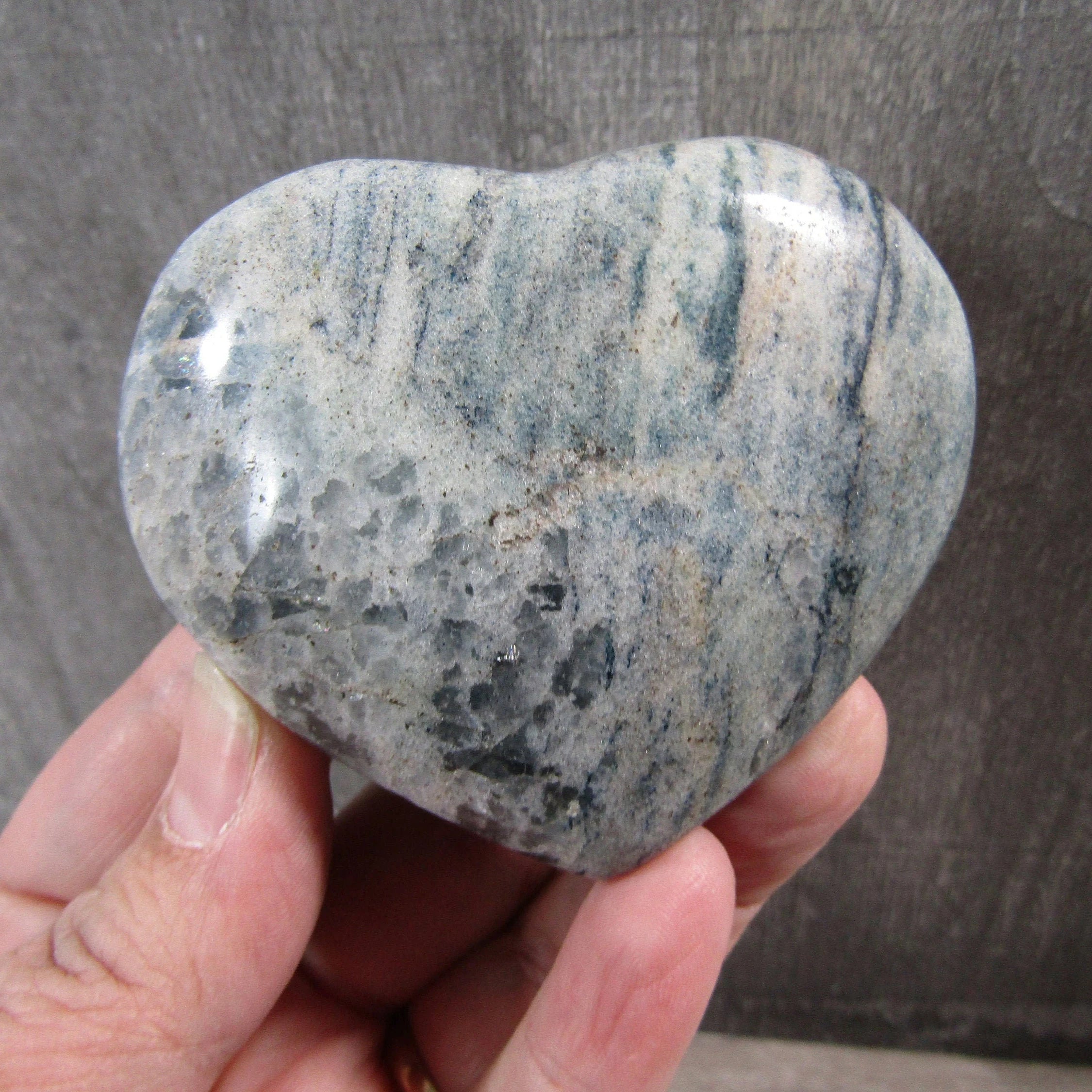 Blue quartz heart gemstone ideal for home or store display