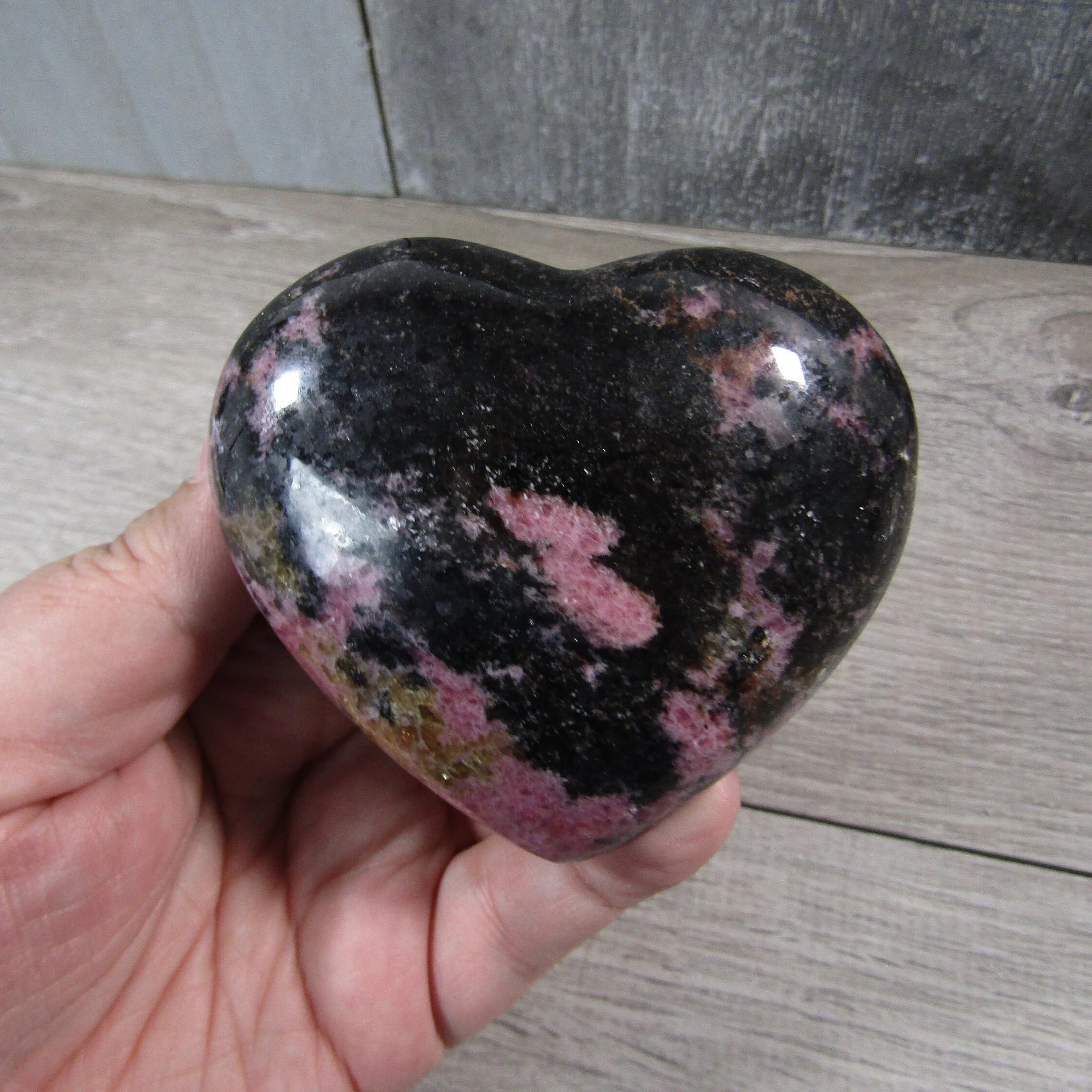 Rhodonite Heart – Large Display Size for Crystal Retailers