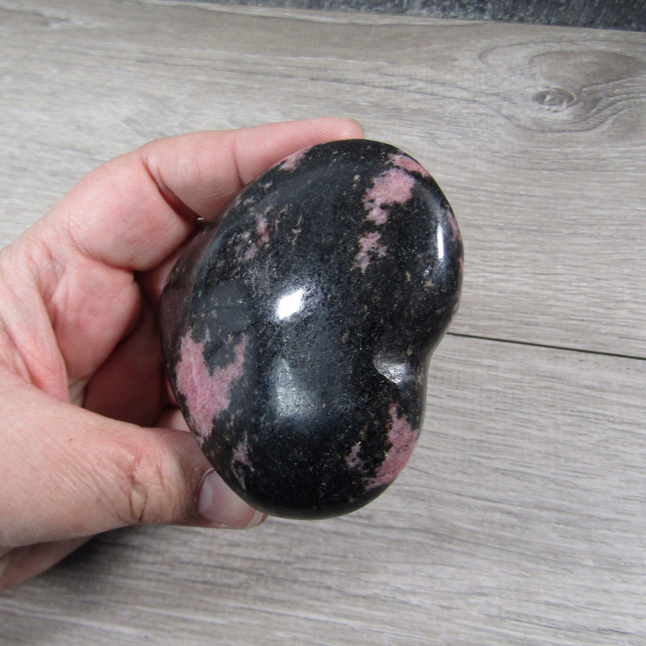 Rhodonite Heart – Large Display Size for Crystal Retailers