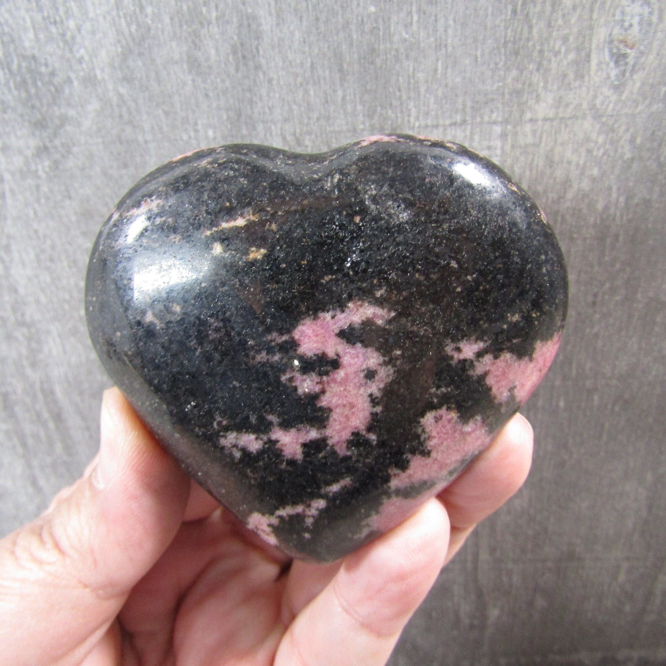 Rhodonite Heart – Large Display Size for Crystal Retailers