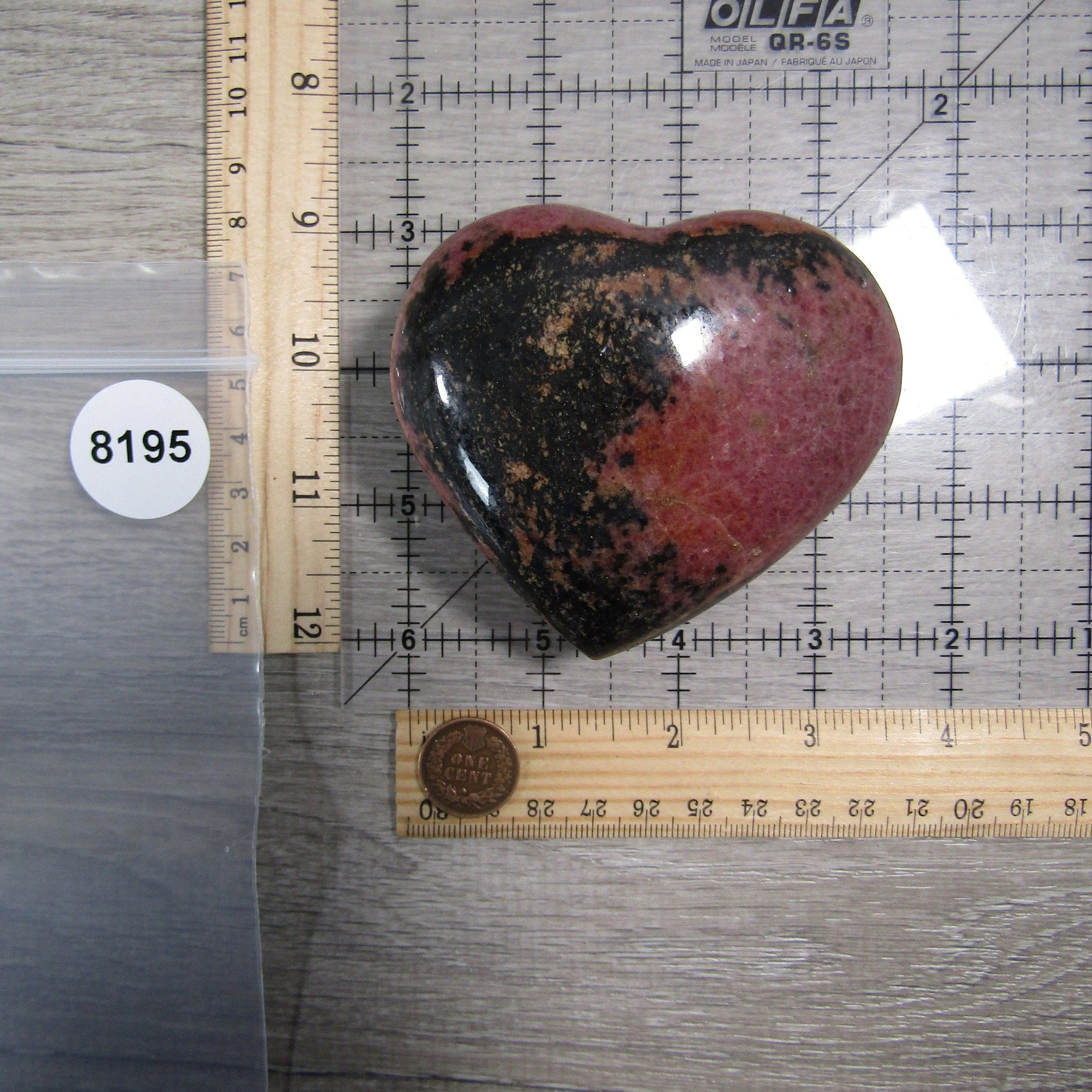 Rhodonite Heart – Large Display Size for Crystal Retailers