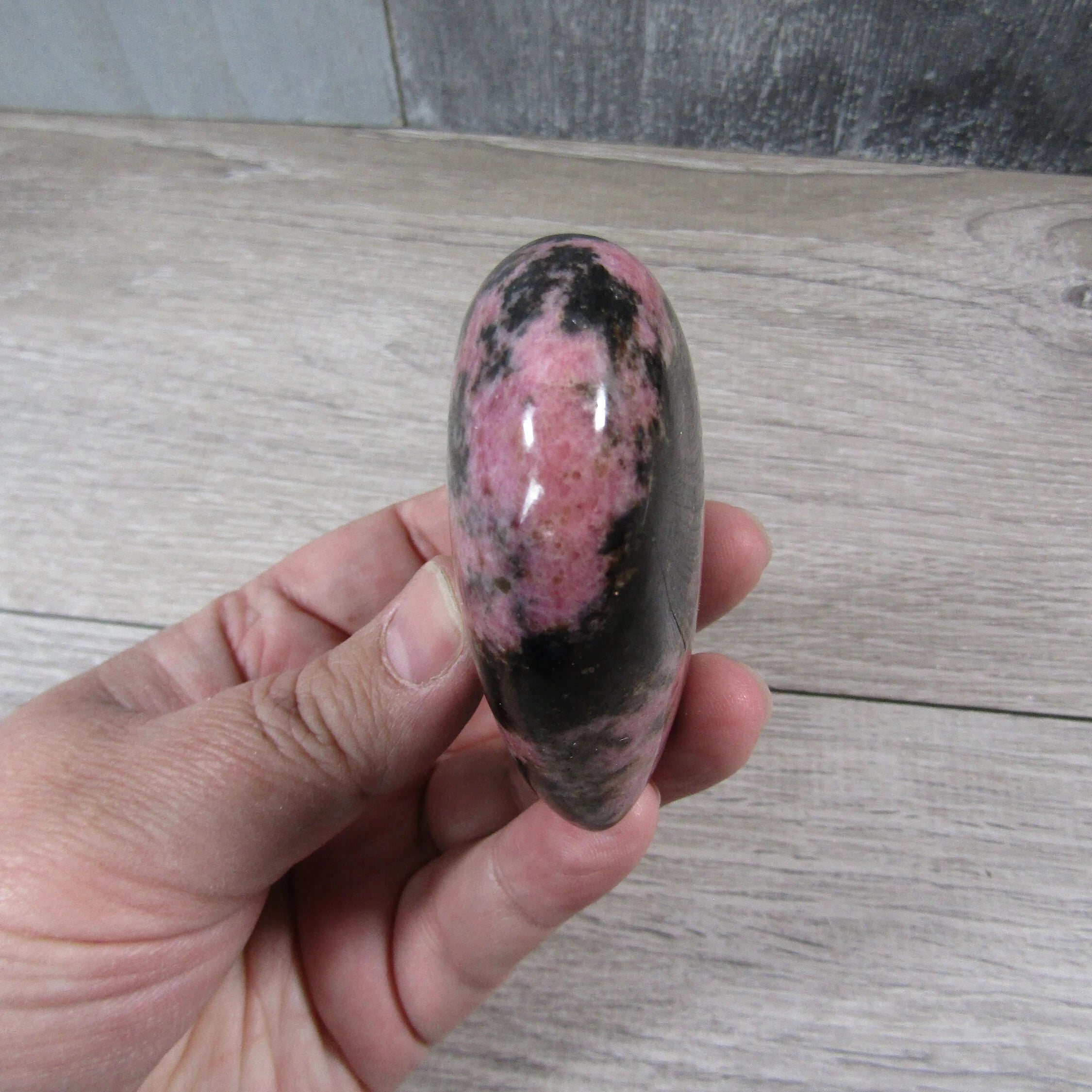 Rhodonite Heart – Large Display Size for Crystal Retailers