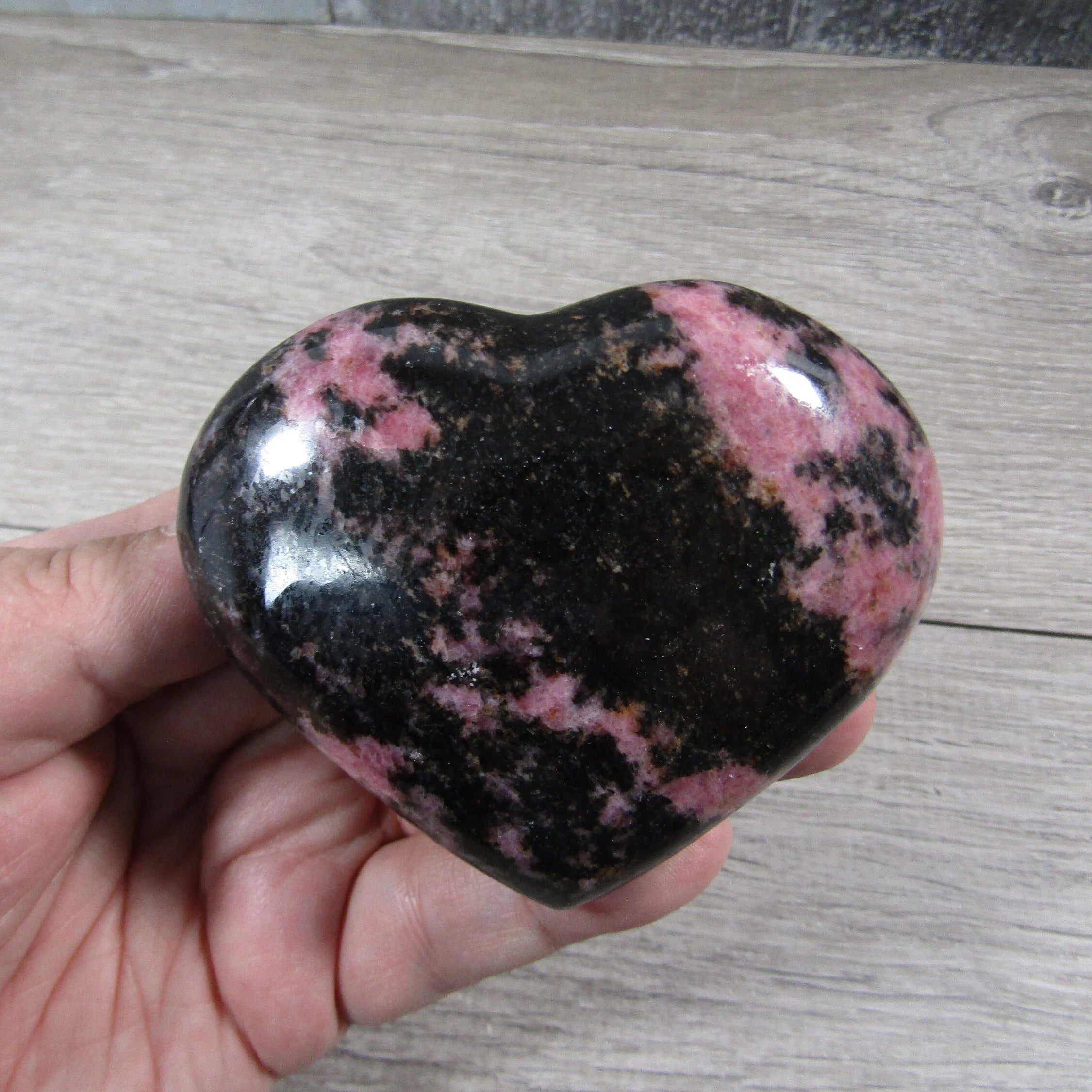 Rhodonite Heart – Large Display Size for Crystal Retailers
