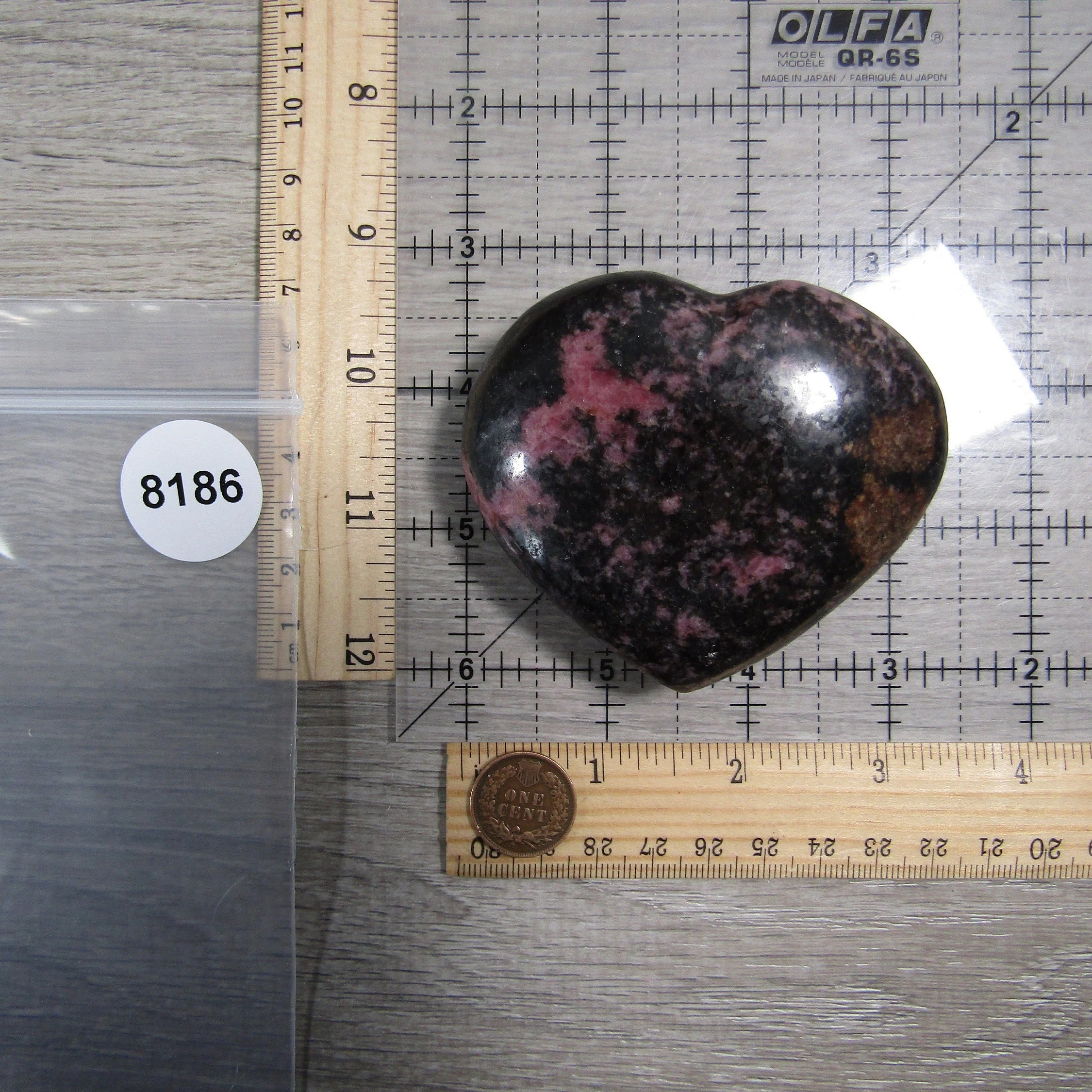Rhodonite Heart – Large Display Size for Crystal Retailers