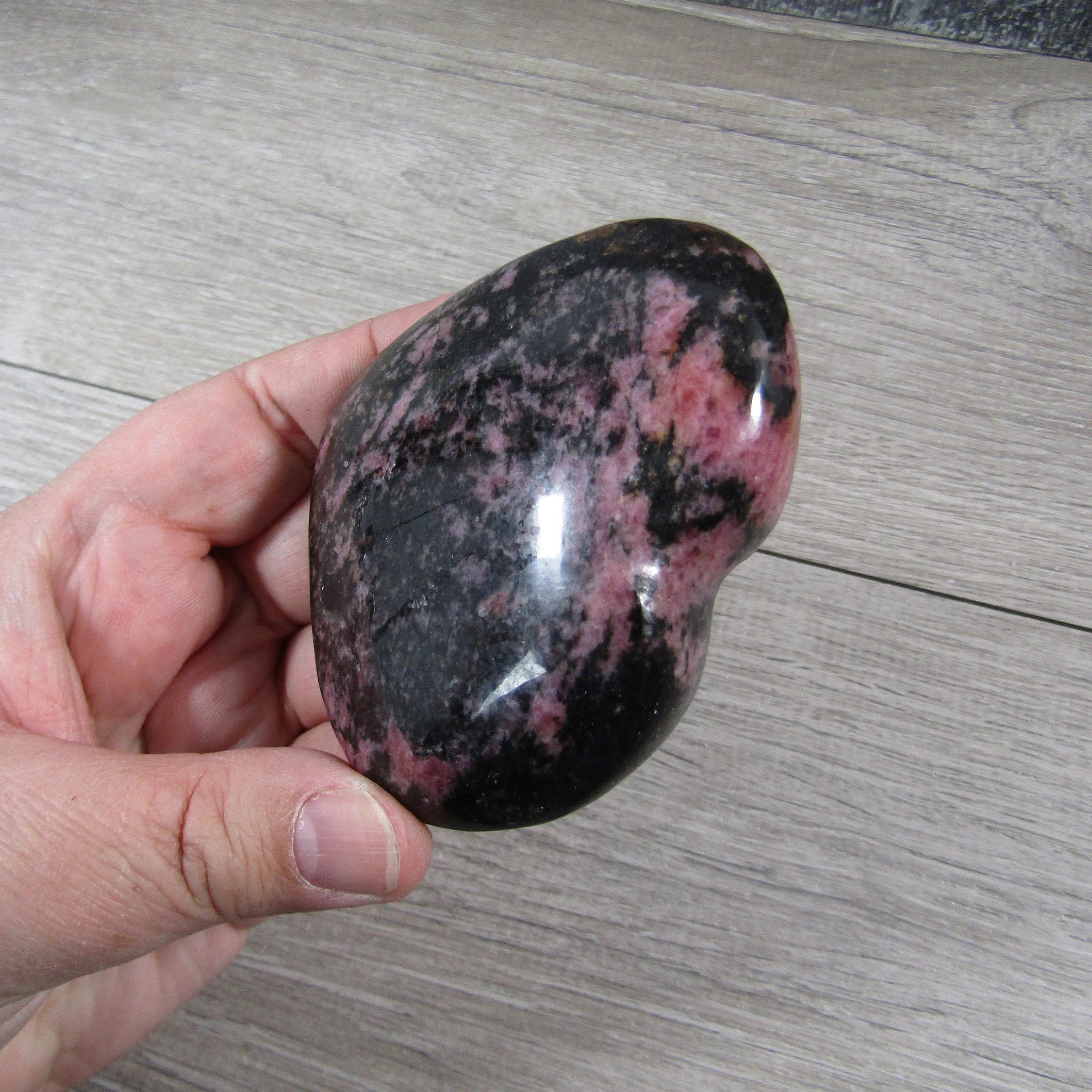 Rhodonite Heart – Large Display Size for Crystal Retailers