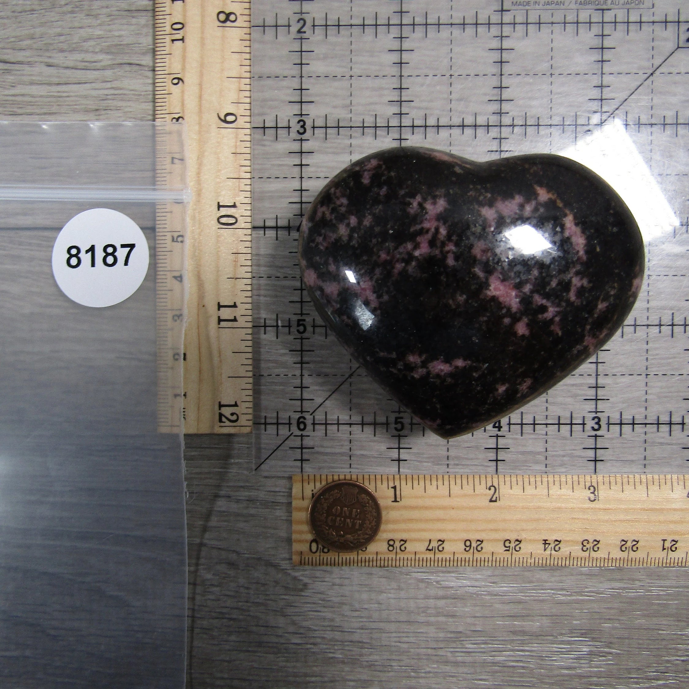 Rhodonite Heart – Large Display Size for Crystal Retailers