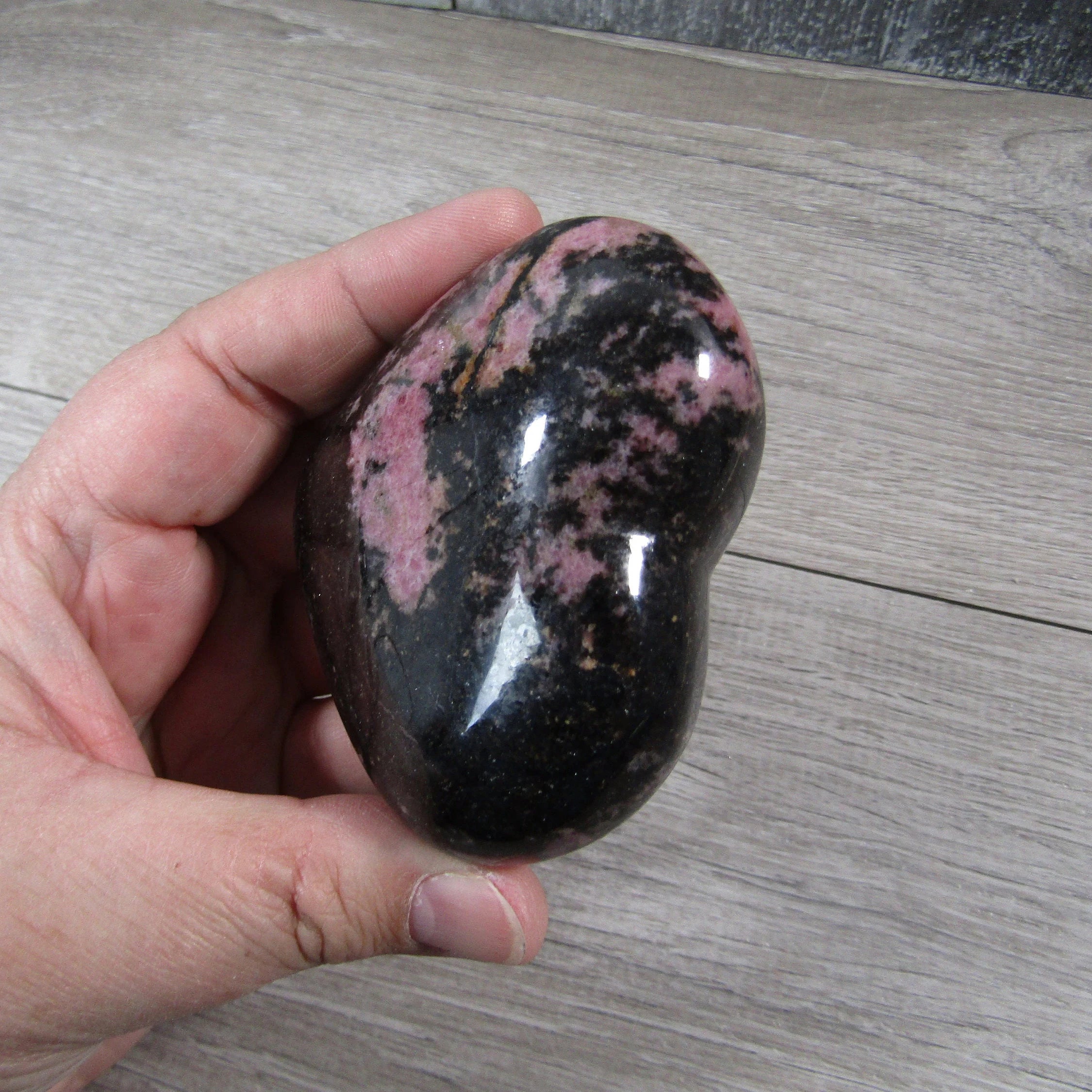 Rhodonite Heart – Large Display Size for Crystal Retailers