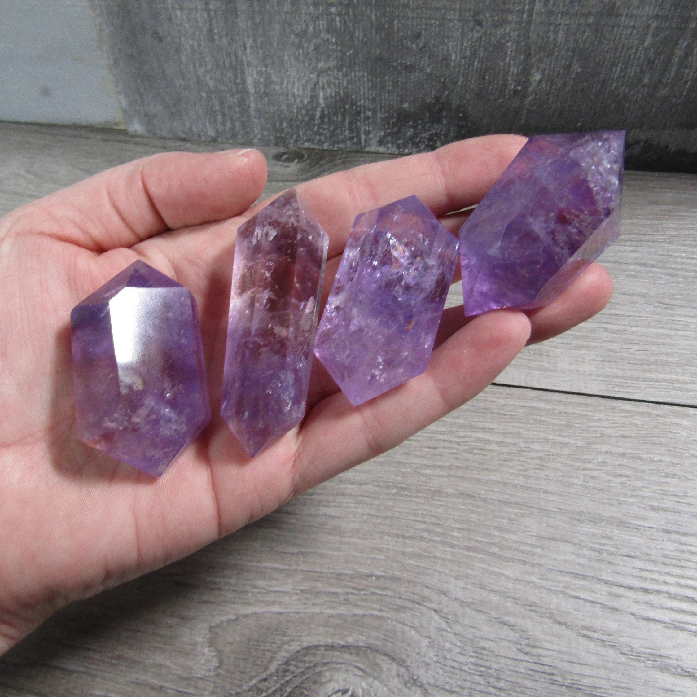 Amethyst faceted gemstone points for new age shops