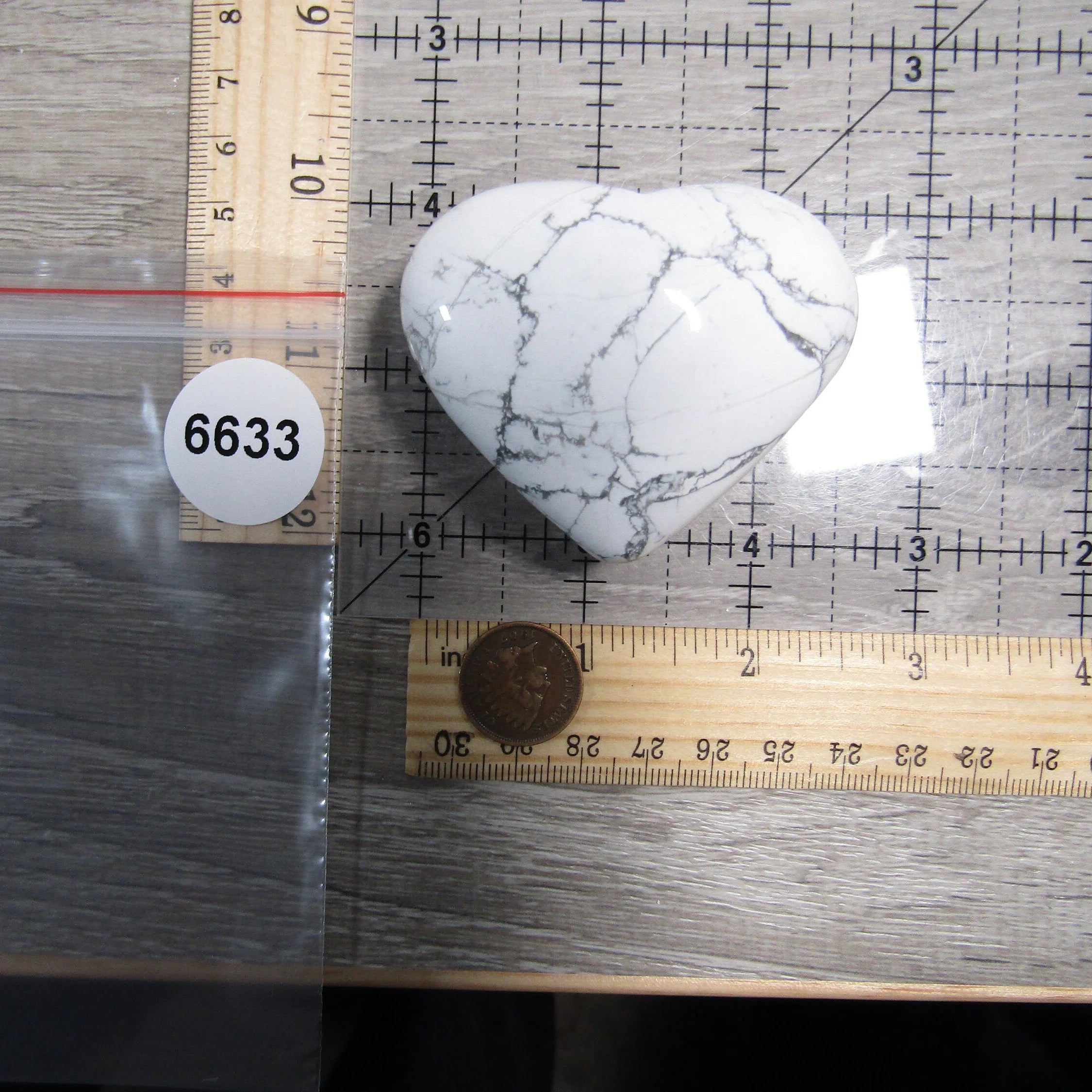 Howlite Heart Crystal Large Display Size – for Gift Shops