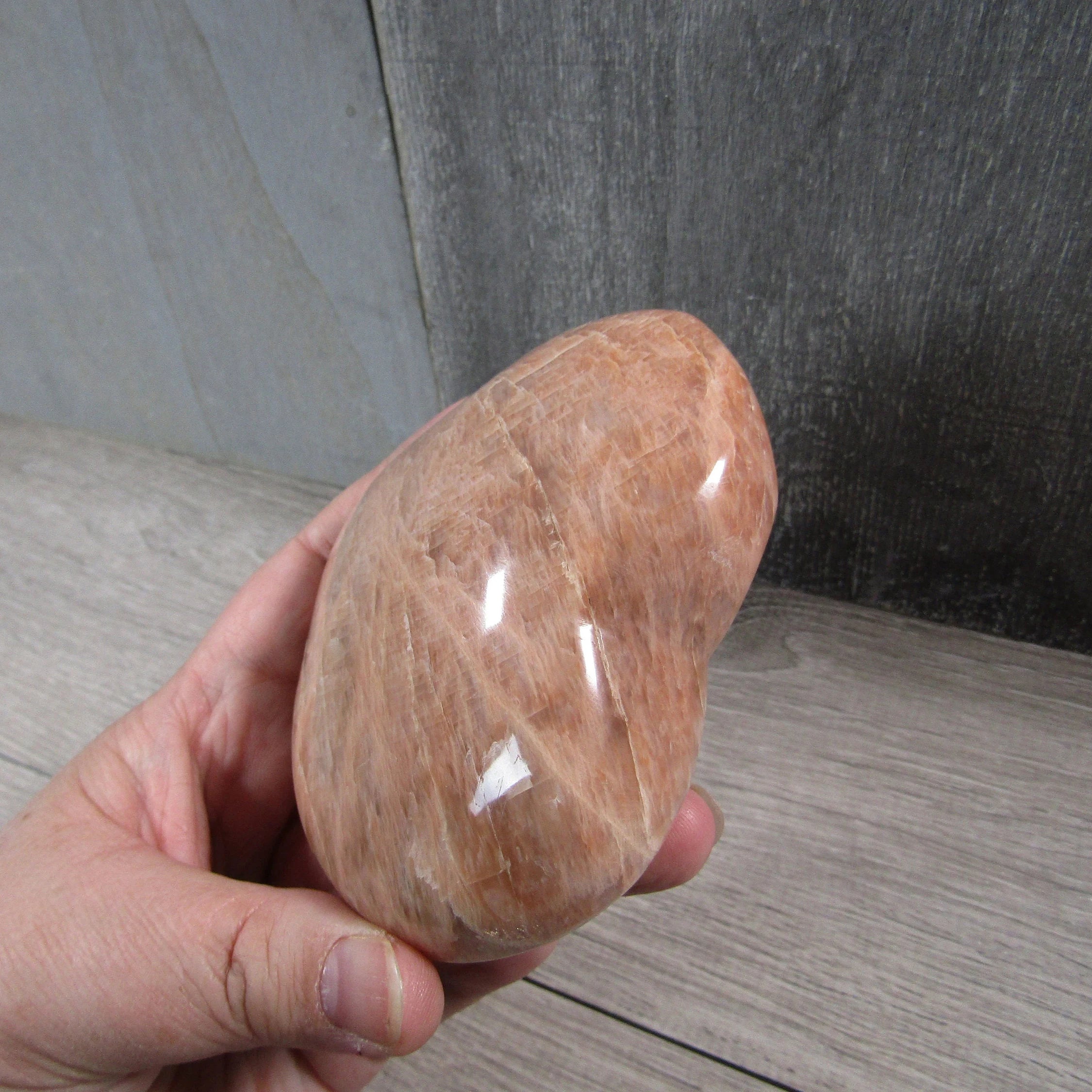 Peach Moonstone Heart Display Crystal for Retail – Wholesale