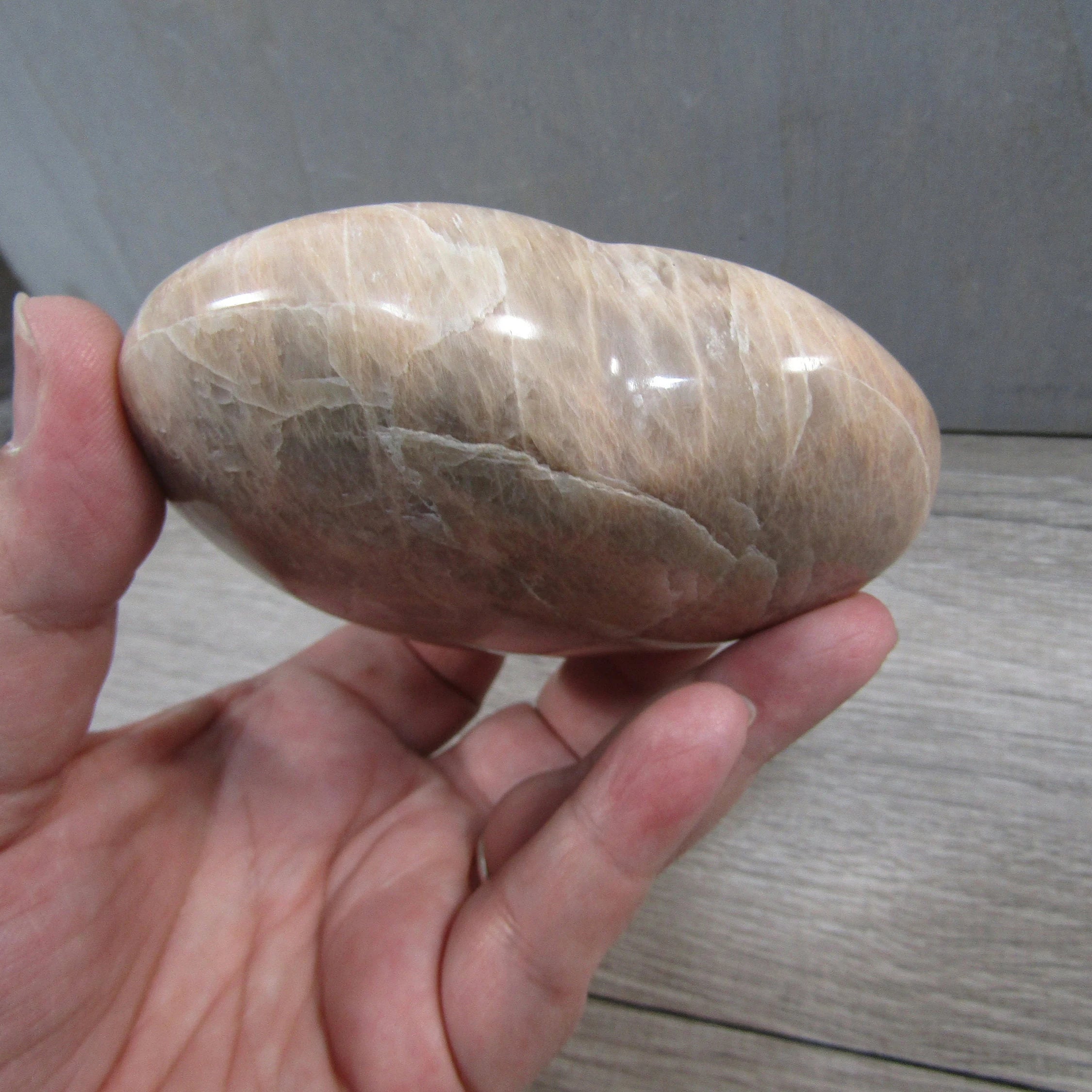 Peach Moonstone Heart Display Crystal for Retail – Wholesale