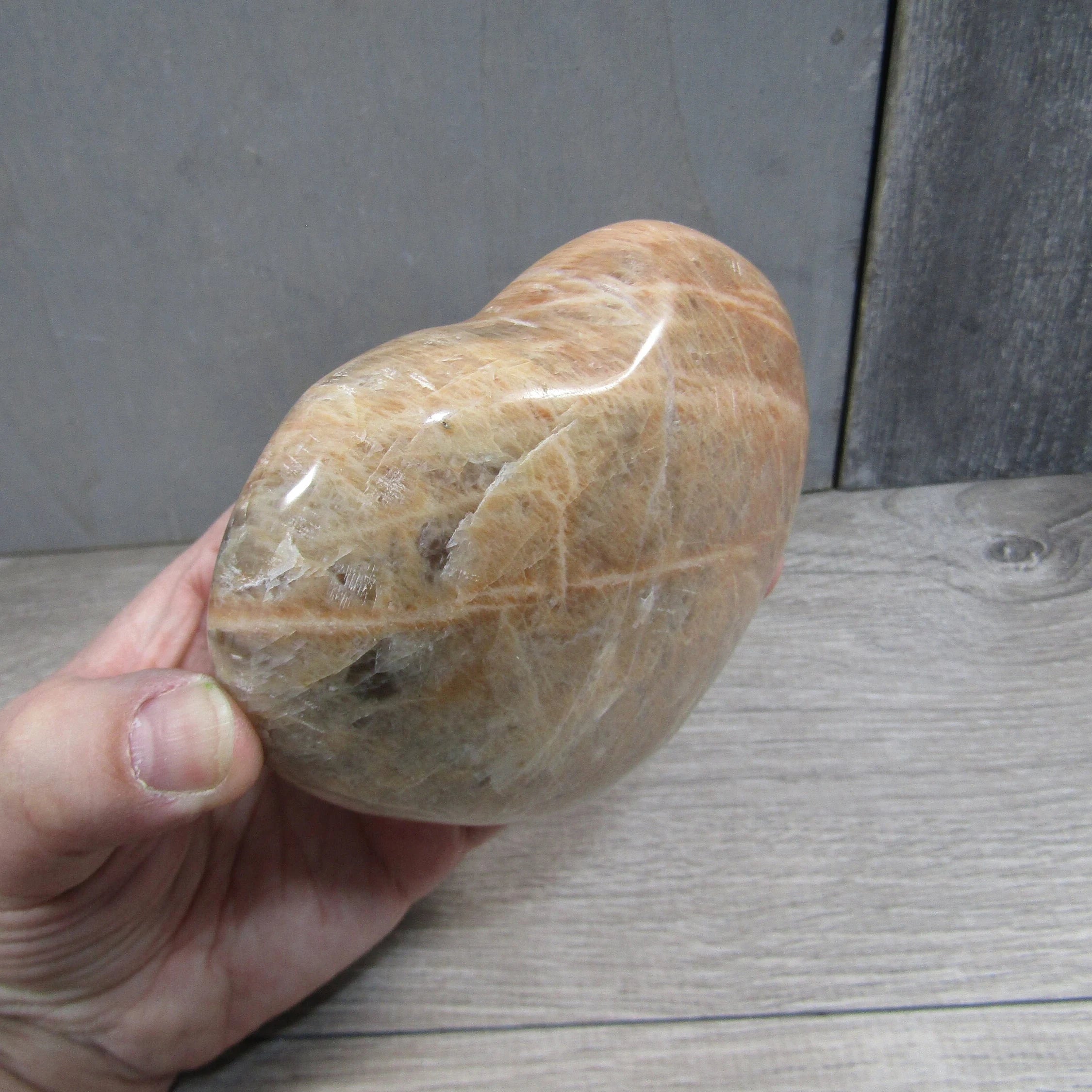 Peach Moonstone Heart Display Crystal for Retail – Wholesale