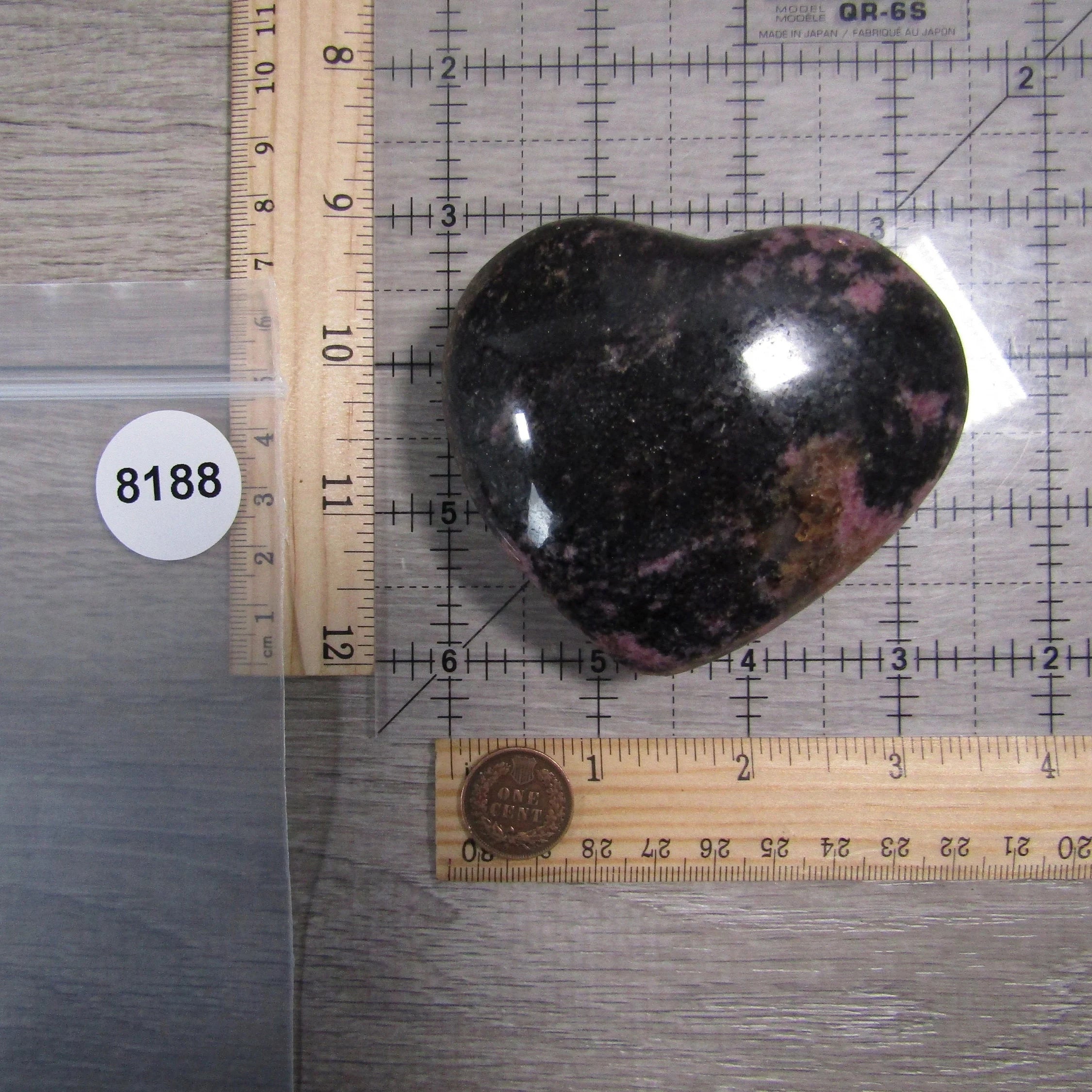 Rhodonite Heart – Large Display Size for Crystal Retailers