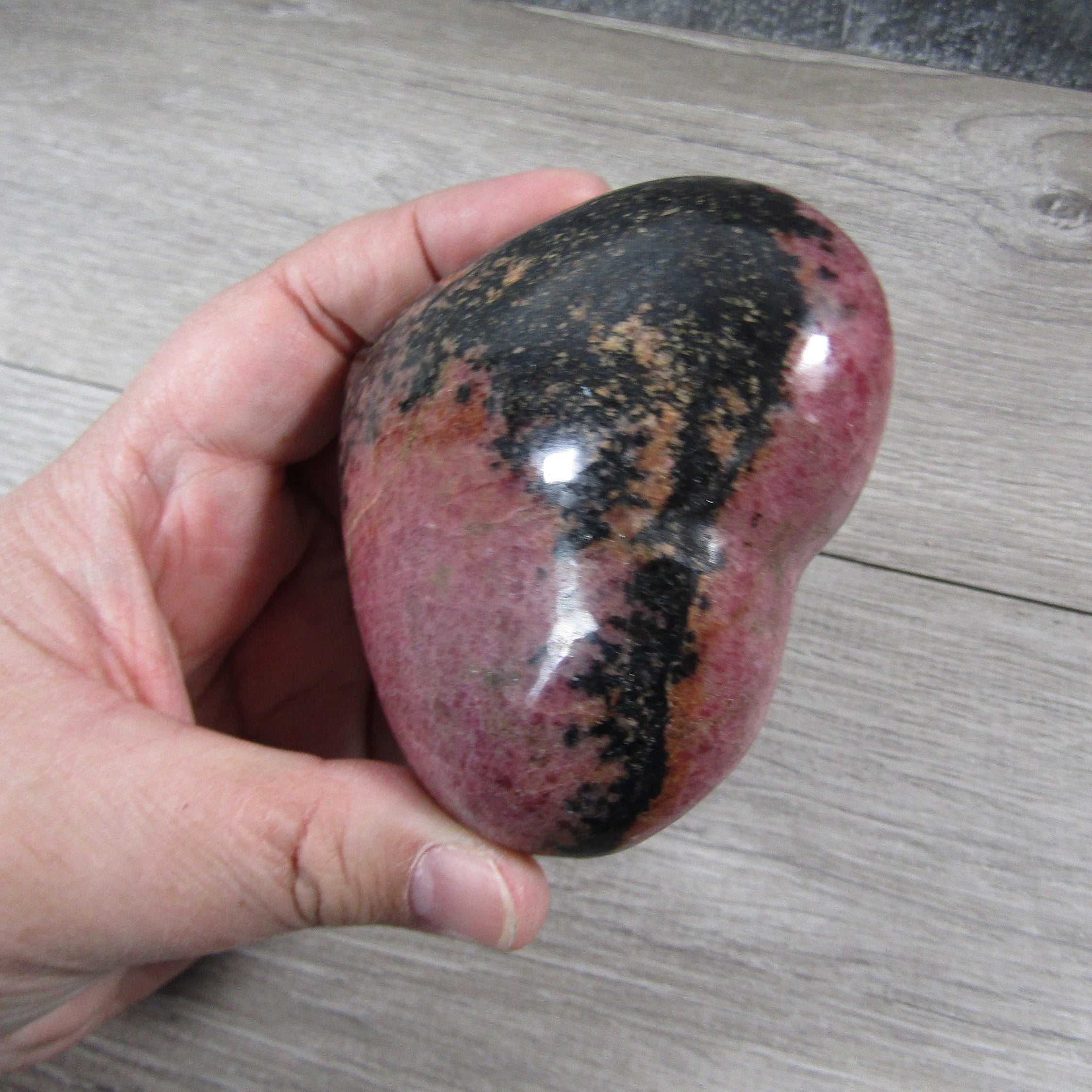 Rhodonite Heart – Large Display Size for Crystal Retailers