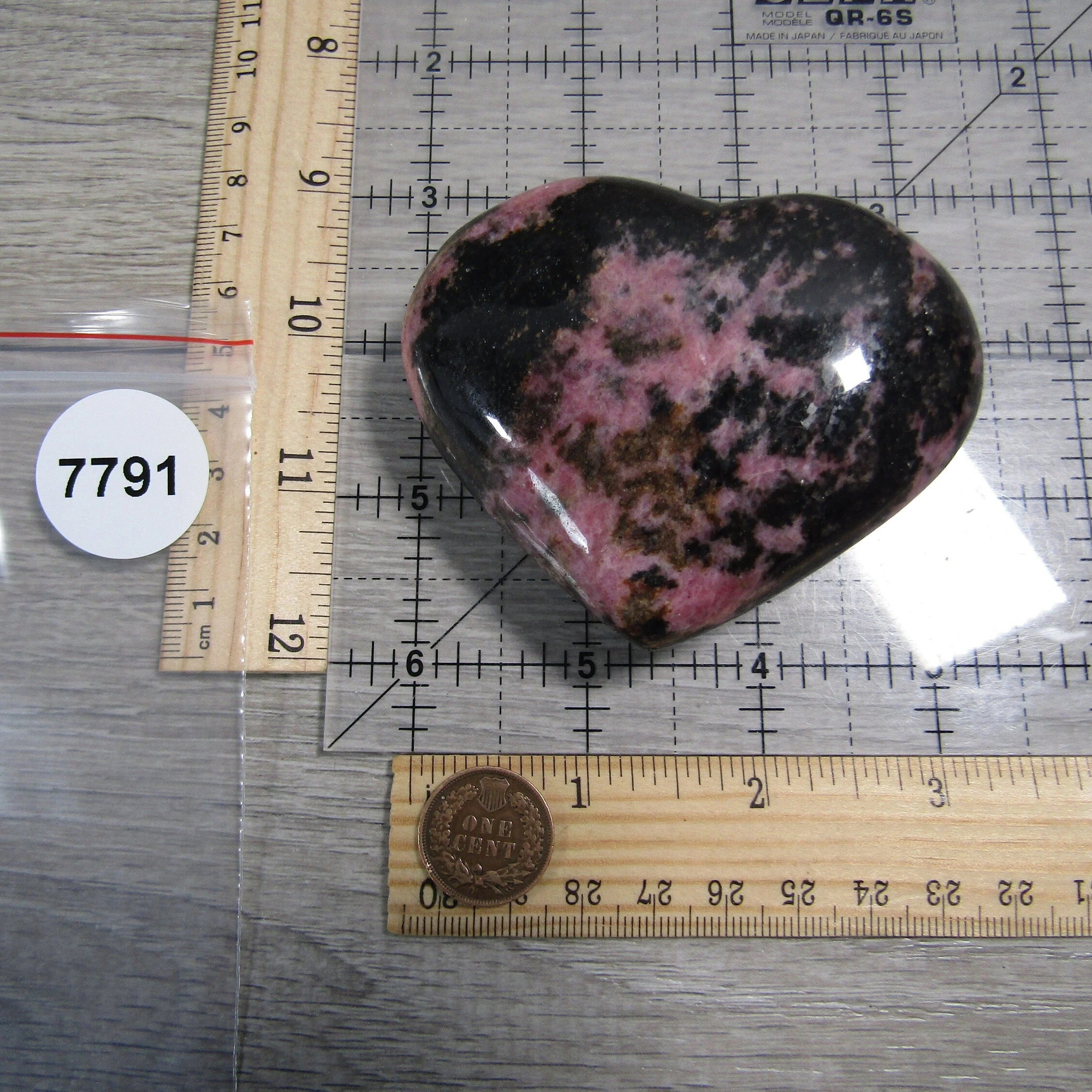Rhodonite Heart – Large Display Size for Crystal Retailers