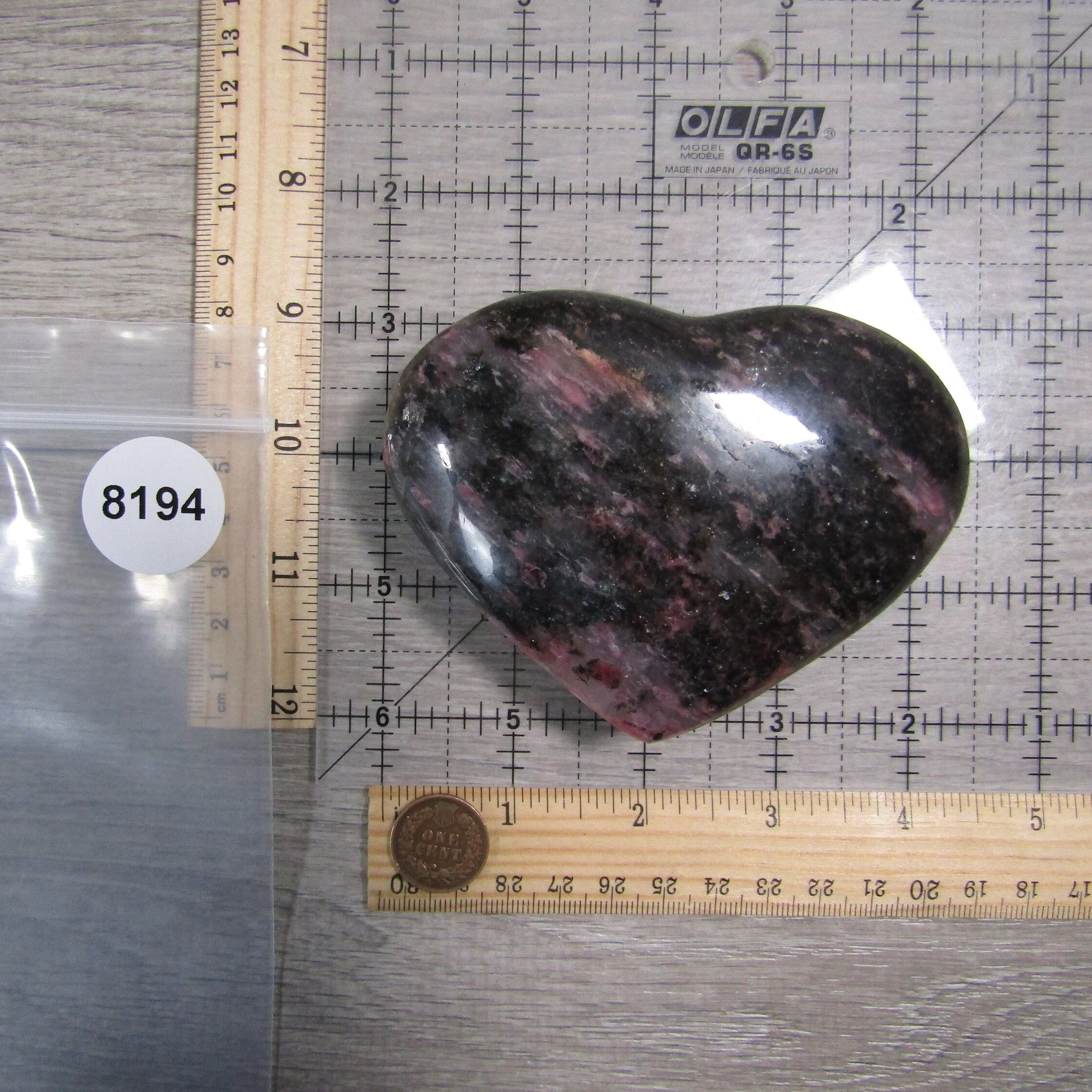 Rhodonite Heart – Large Display Size for Crystal Retailers