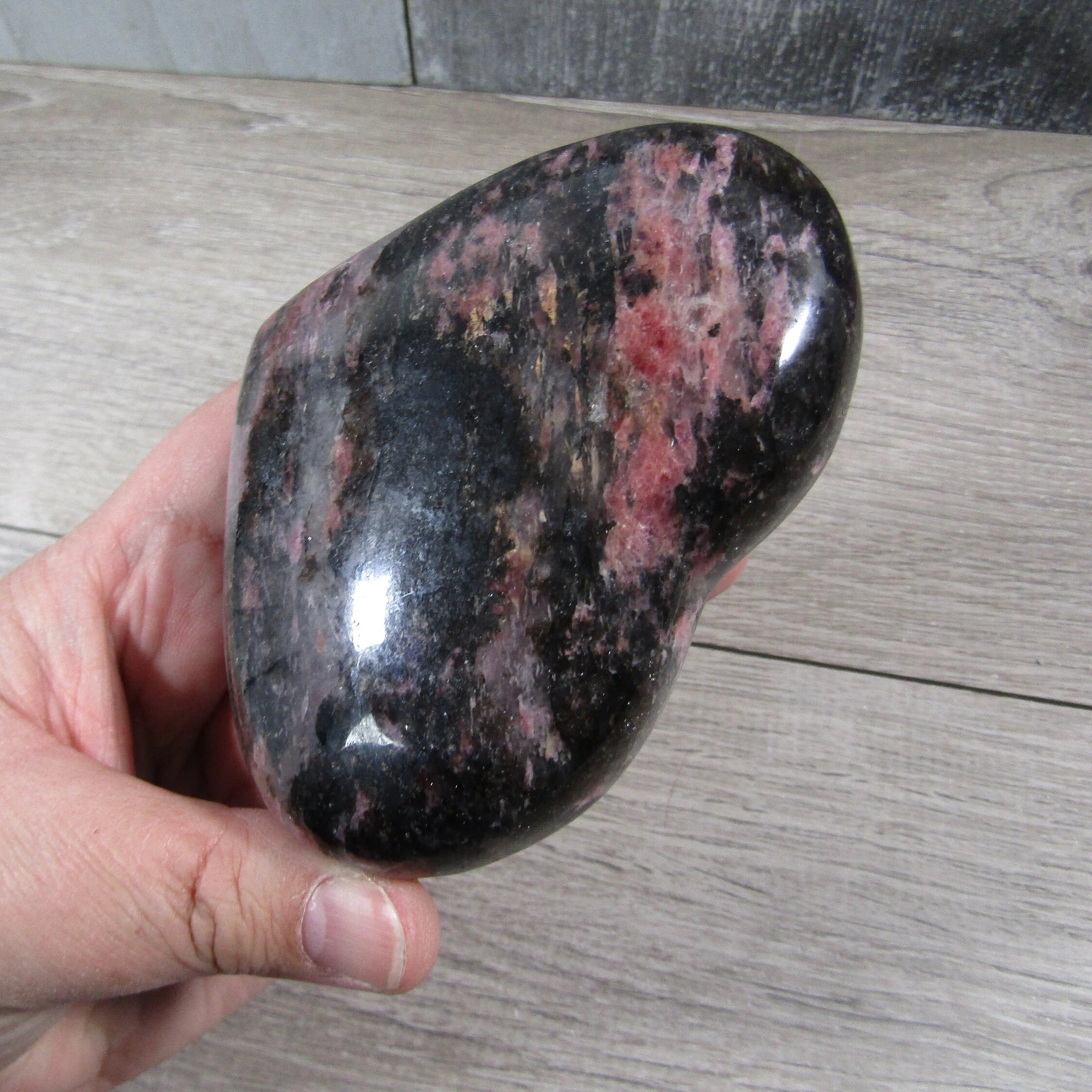 Rhodonite Heart – Large Display Size for Crystal Retailers