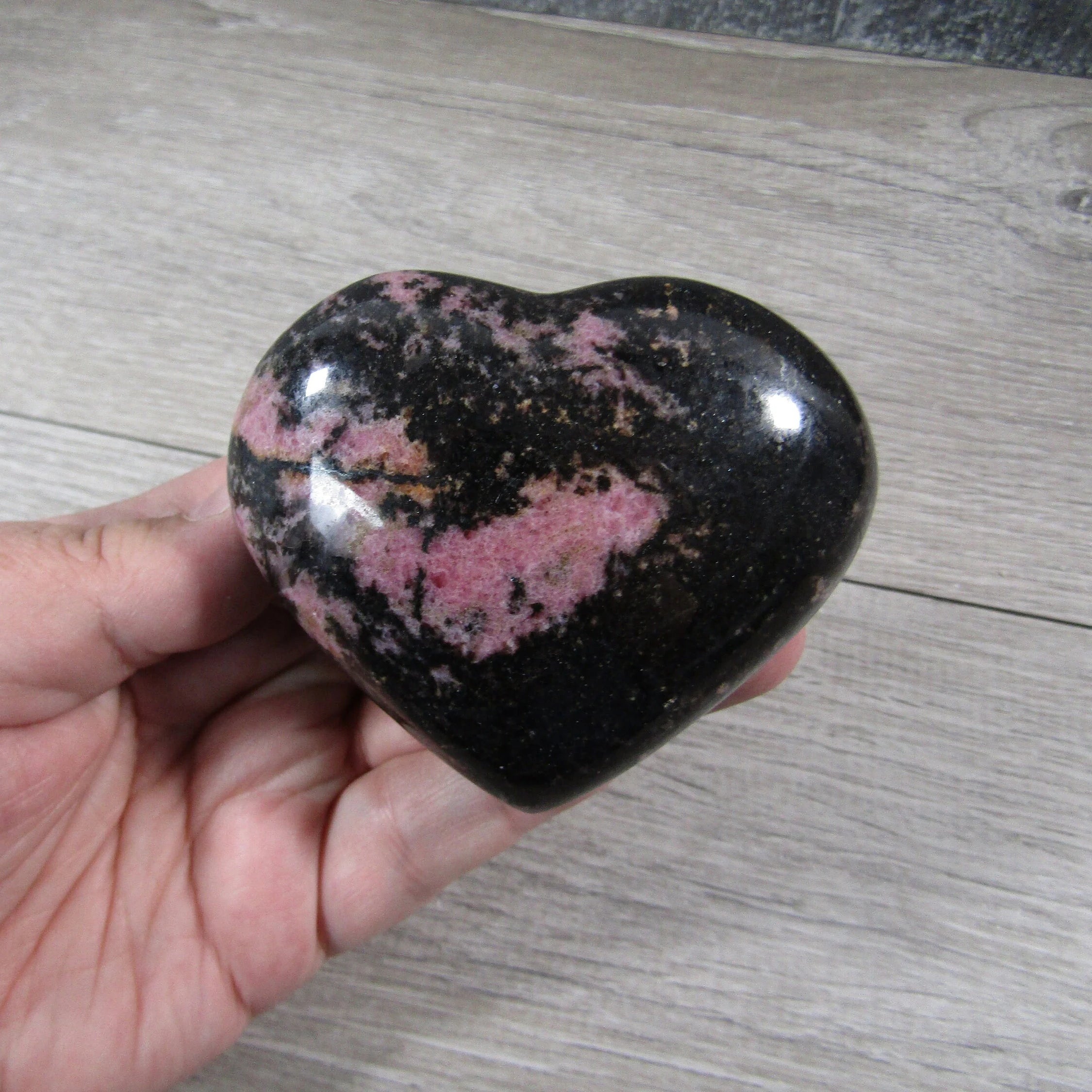 Rhodonite Heart – Large Display Size for Crystal Retailers